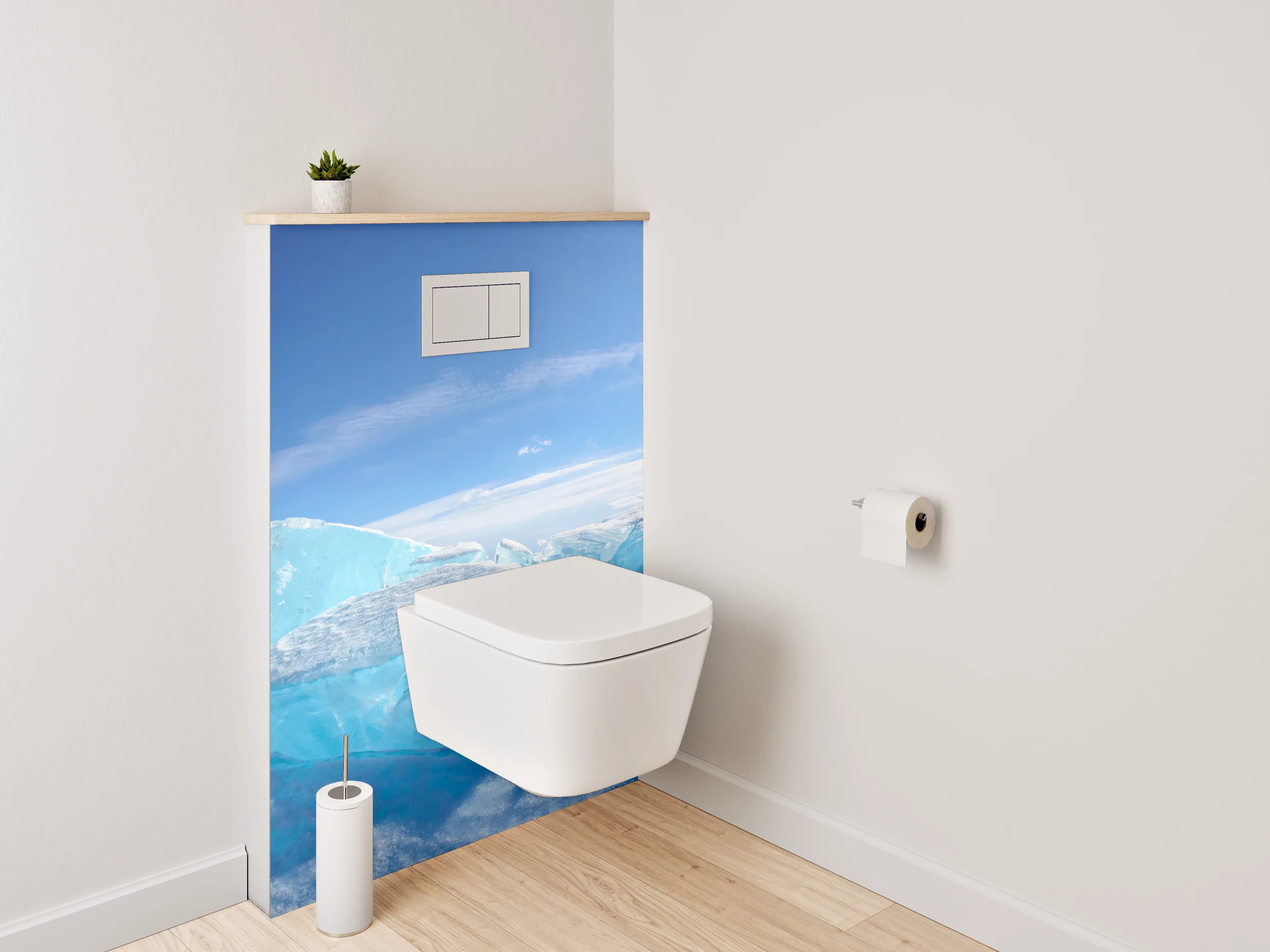 WC-Rückwand - Eisige Landschaft und Sonnenstrahlen