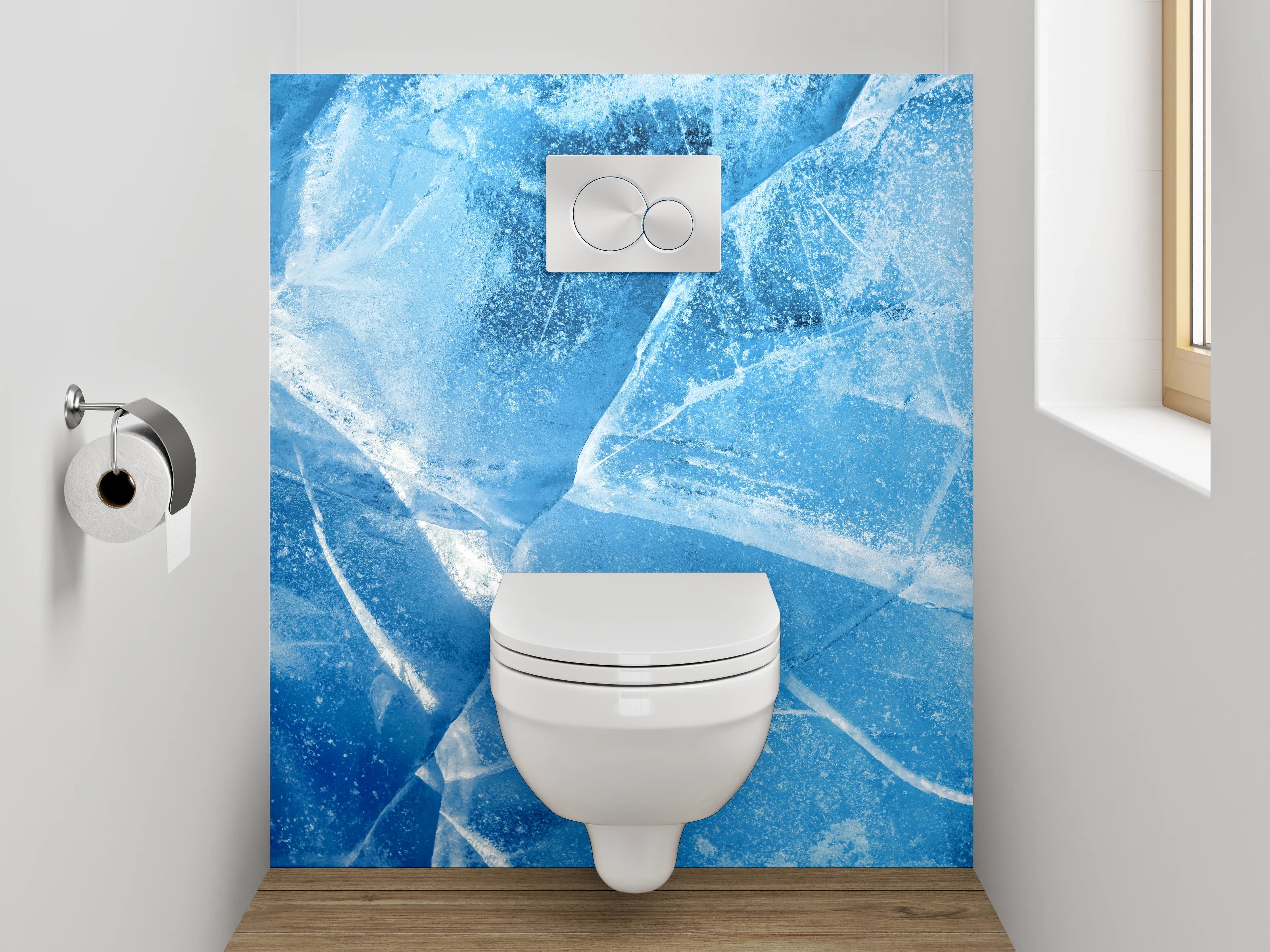 WC-Rückwand - Eisstruktur Blau Abstrakt Kalt