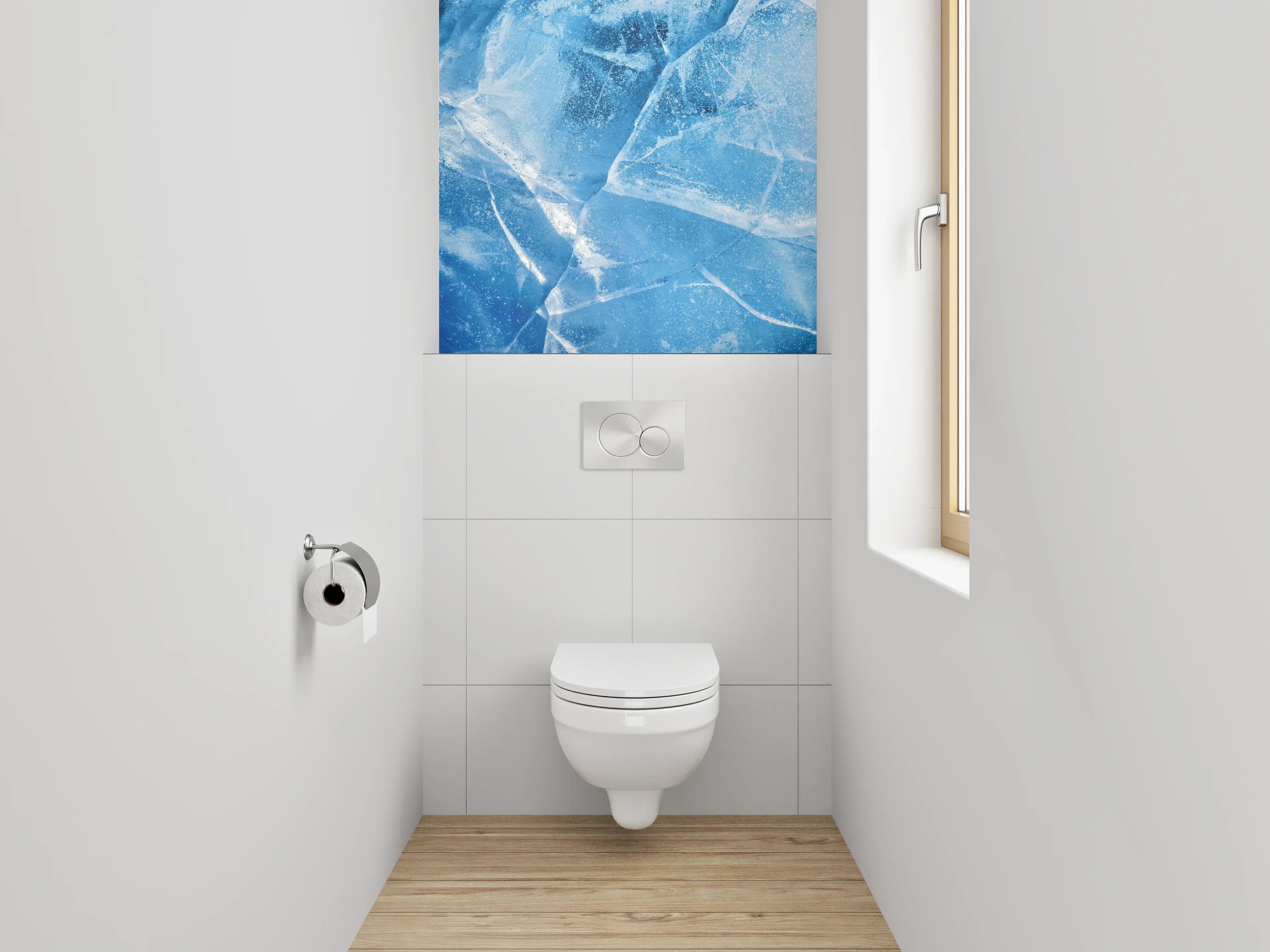 WC-Rückwand - Eisstruktur Blau Abstrakt Kalt