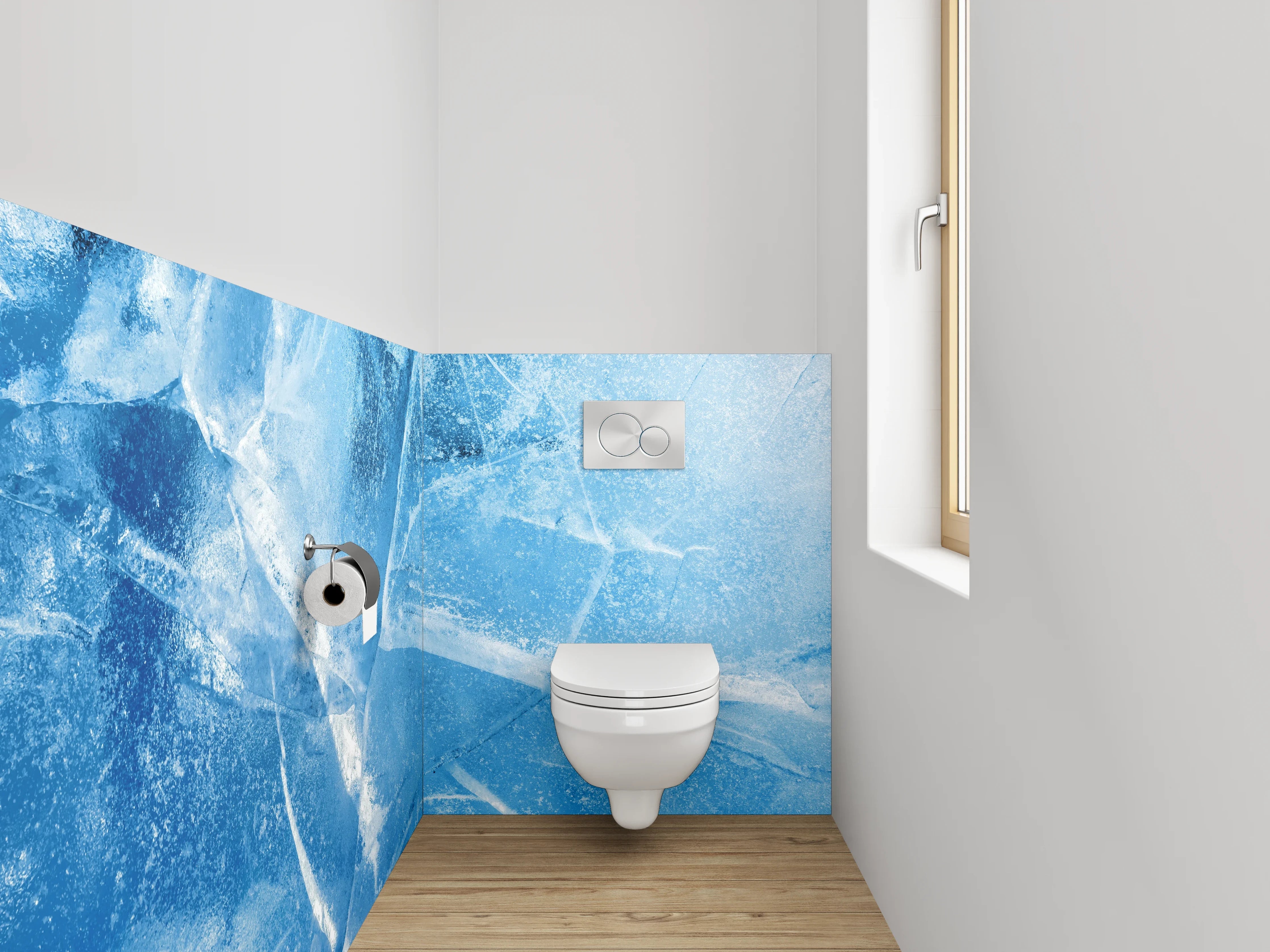 WC-Rückwand - Eisstruktur Blau Abstrakt Kalt