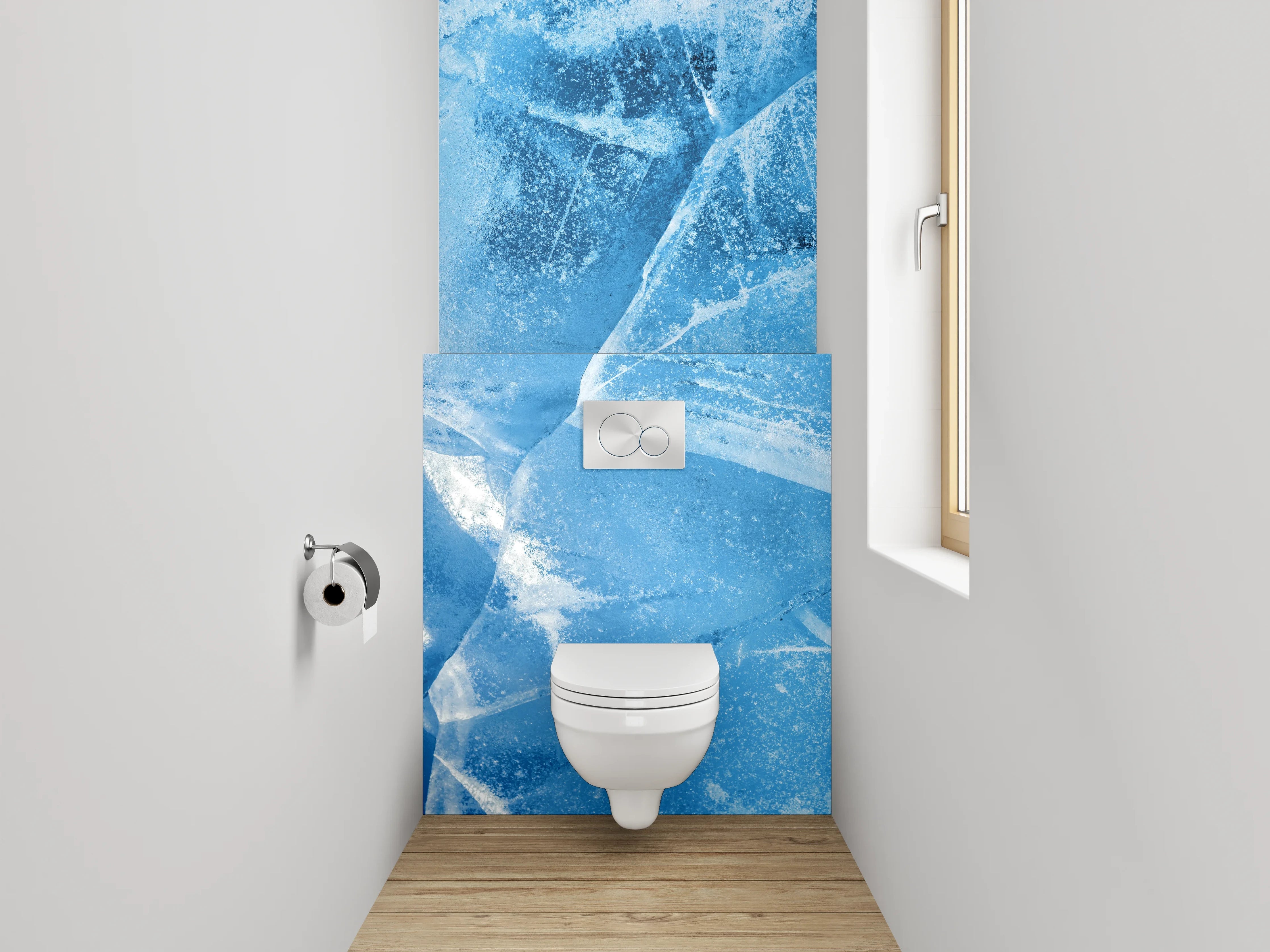 WC-Rückwand - Eisstruktur Blau Abstrakt Kalt