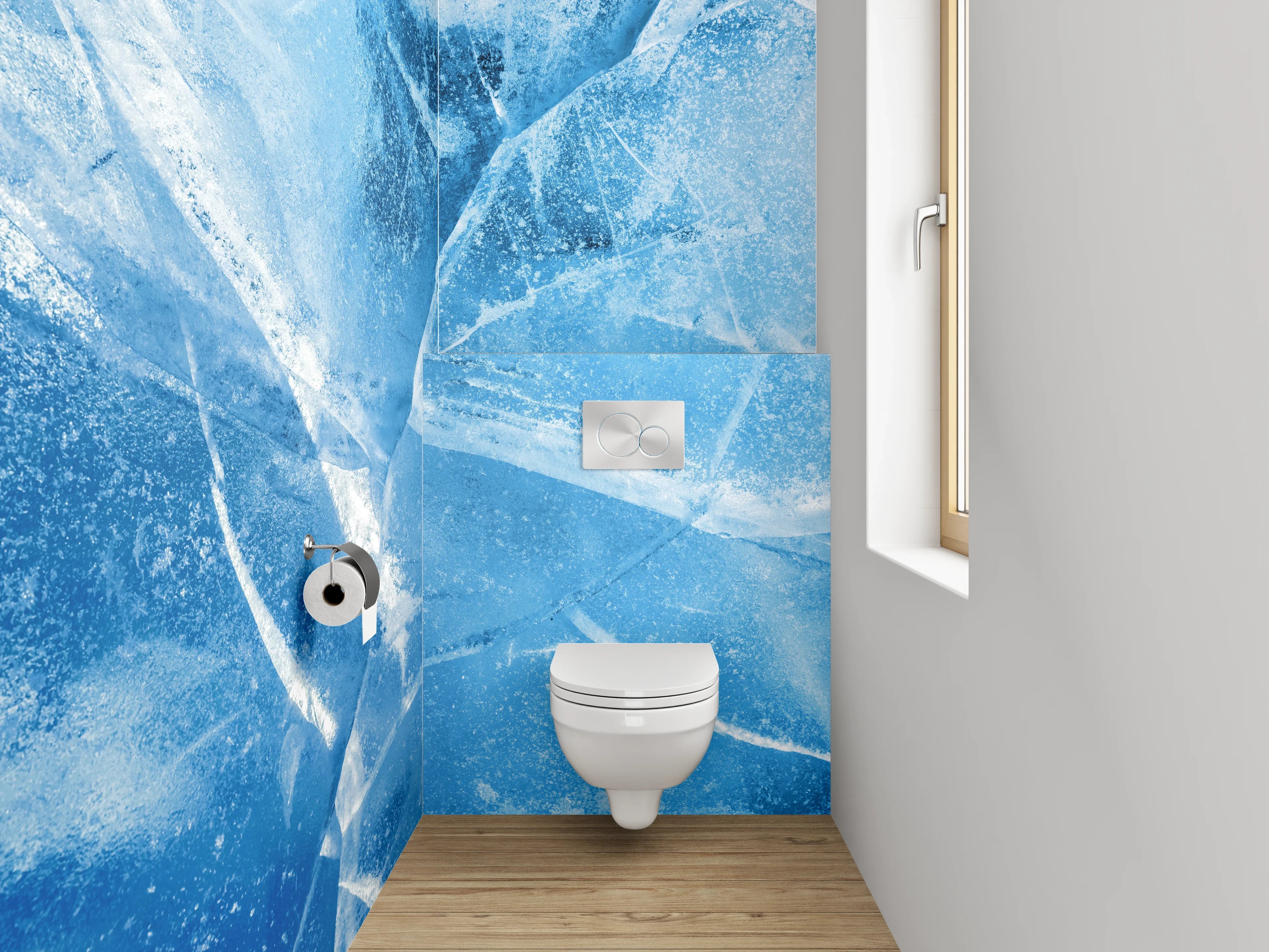 WC-Rückwand - Eisstruktur Blau Abstrakt Kalt
