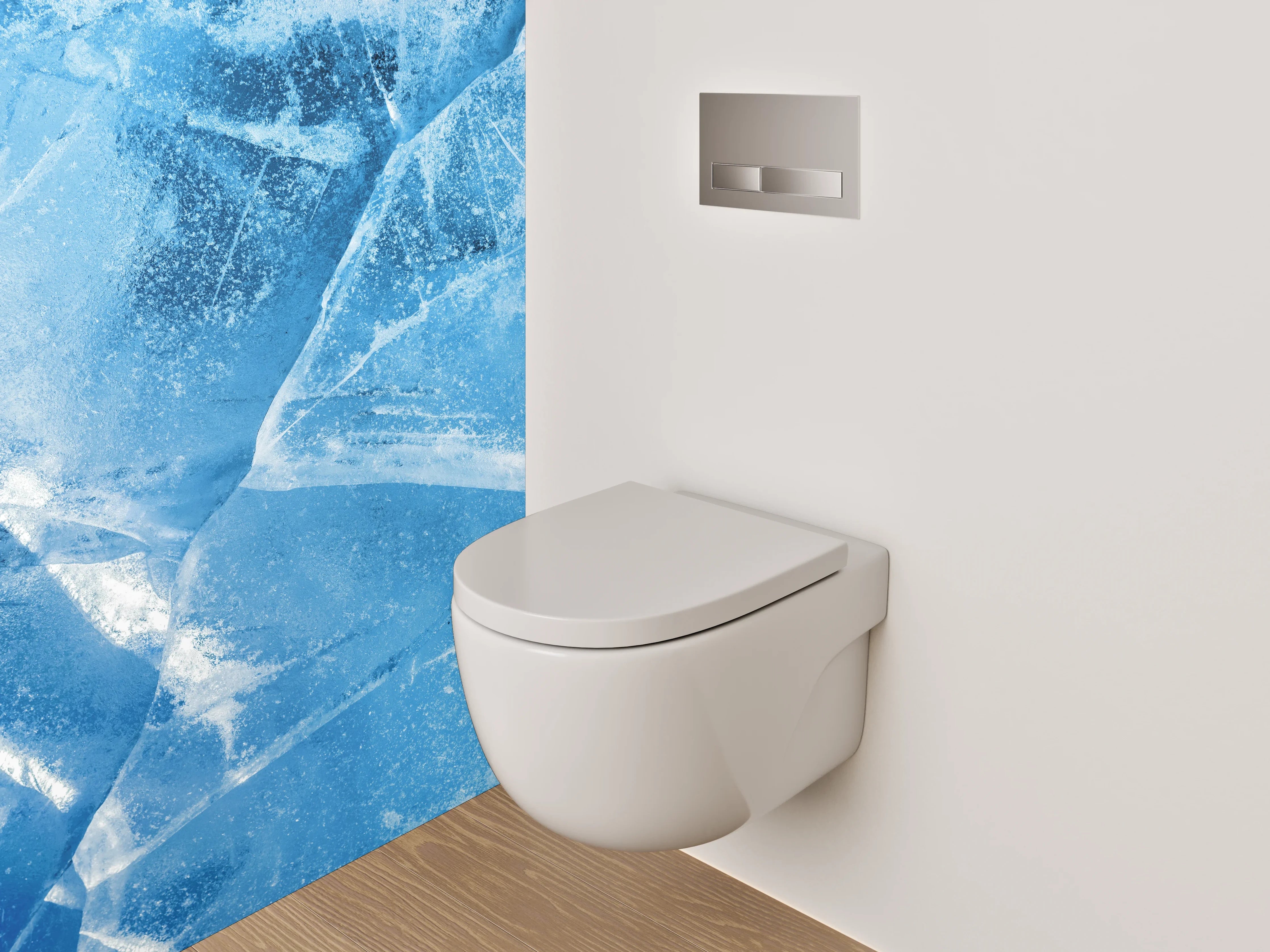WC-Rückwand - Eisstruktur Blau Abstrakt Kalt