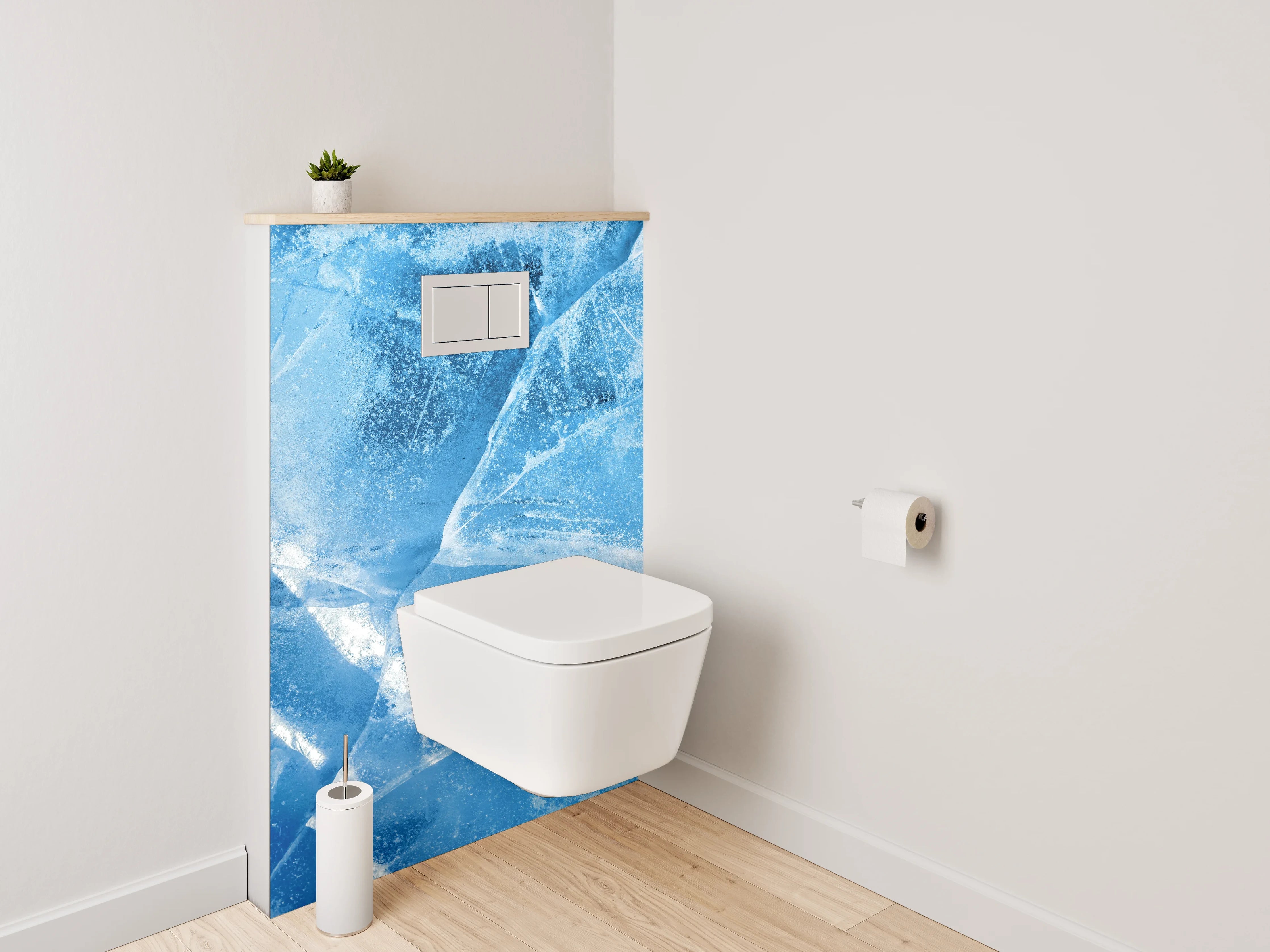 WC-Rückwand - Eisstruktur Blau Abstrakt Kalt