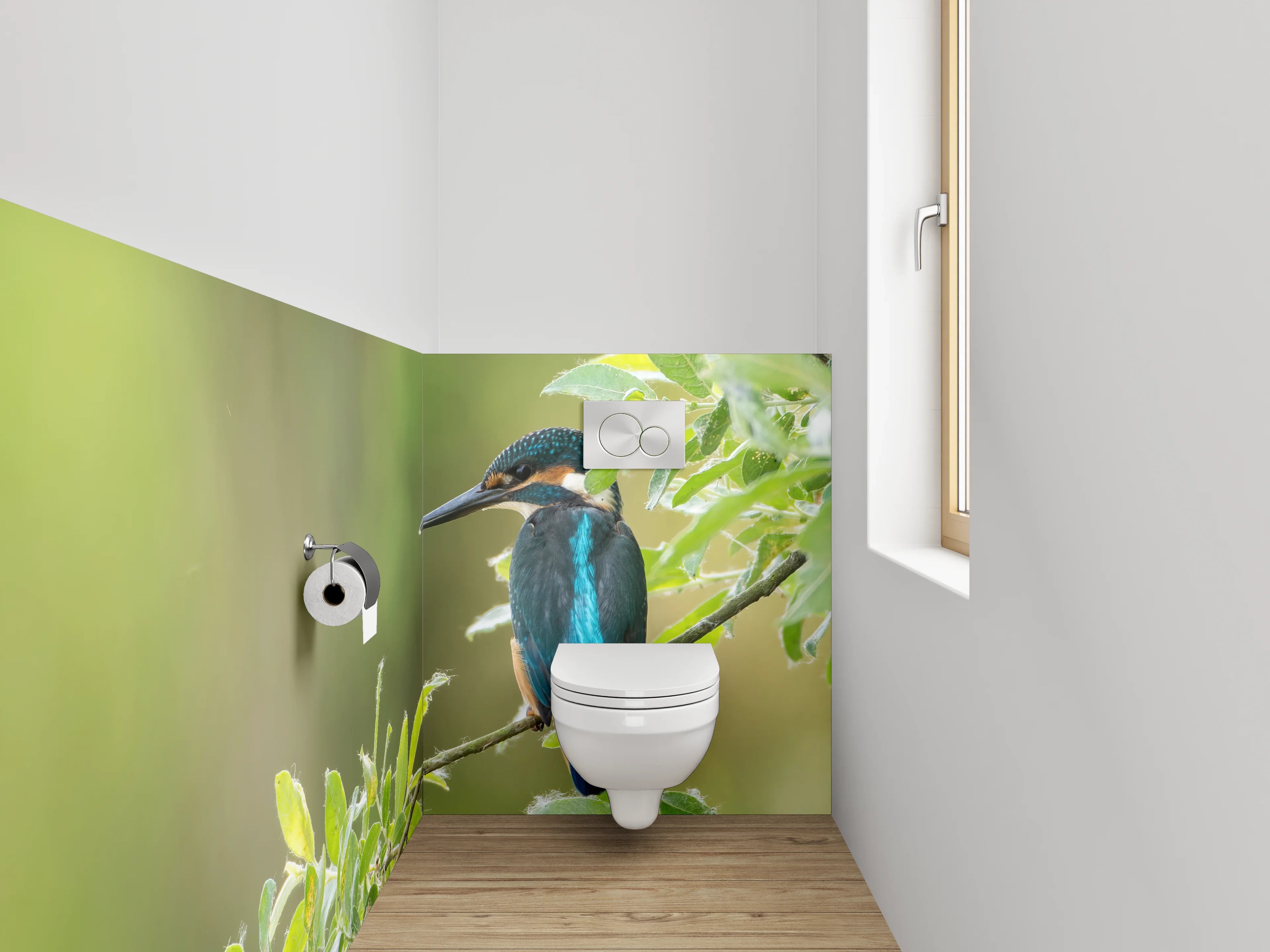WC-Rückwand - Eisvogel auf Zweig – Naturfoto
