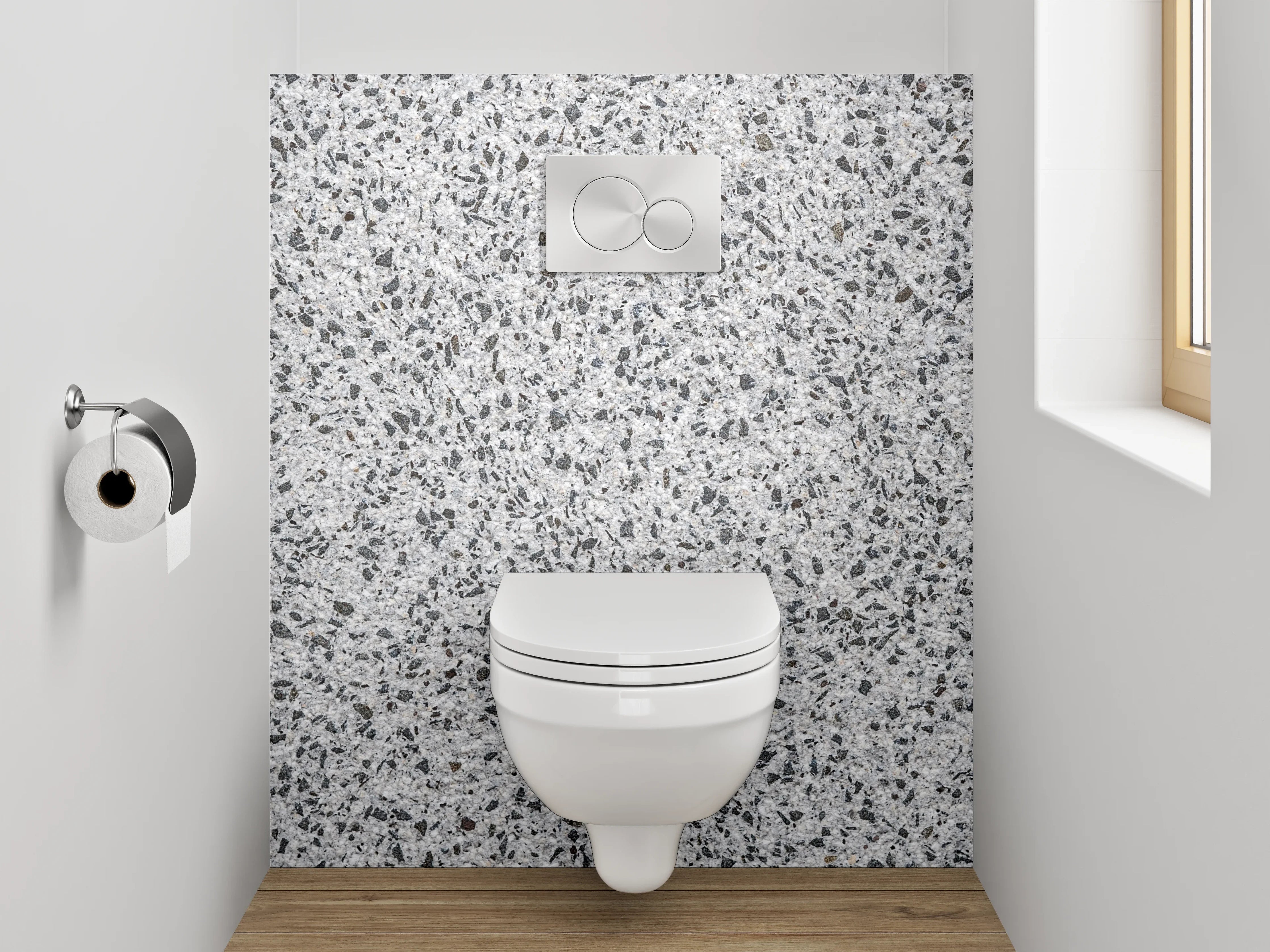 WC-Rückwand - Eisweiß mit sanften Graupunkten