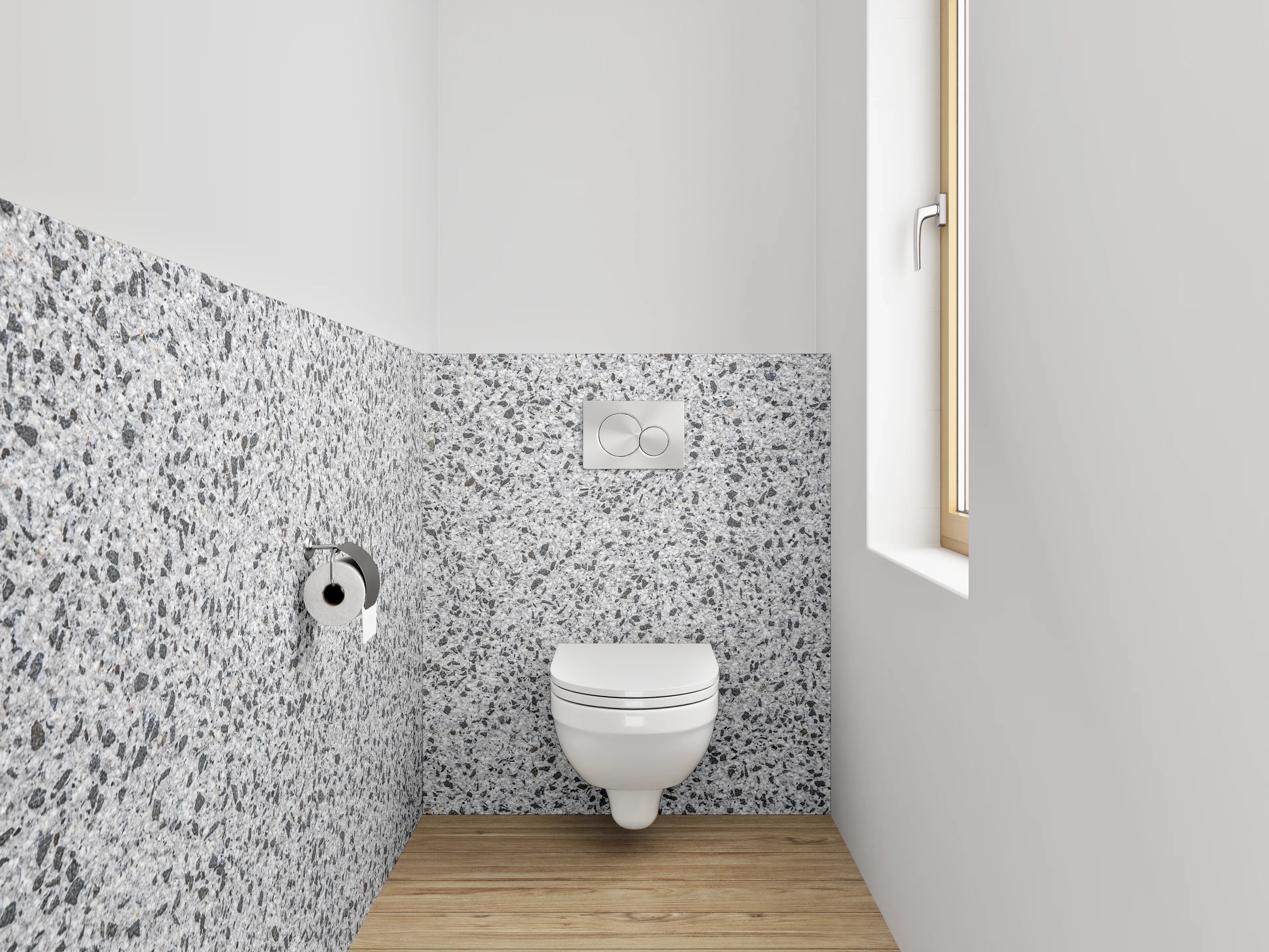 WC-Rückwand - Eisweiß mit sanften Graupunkten