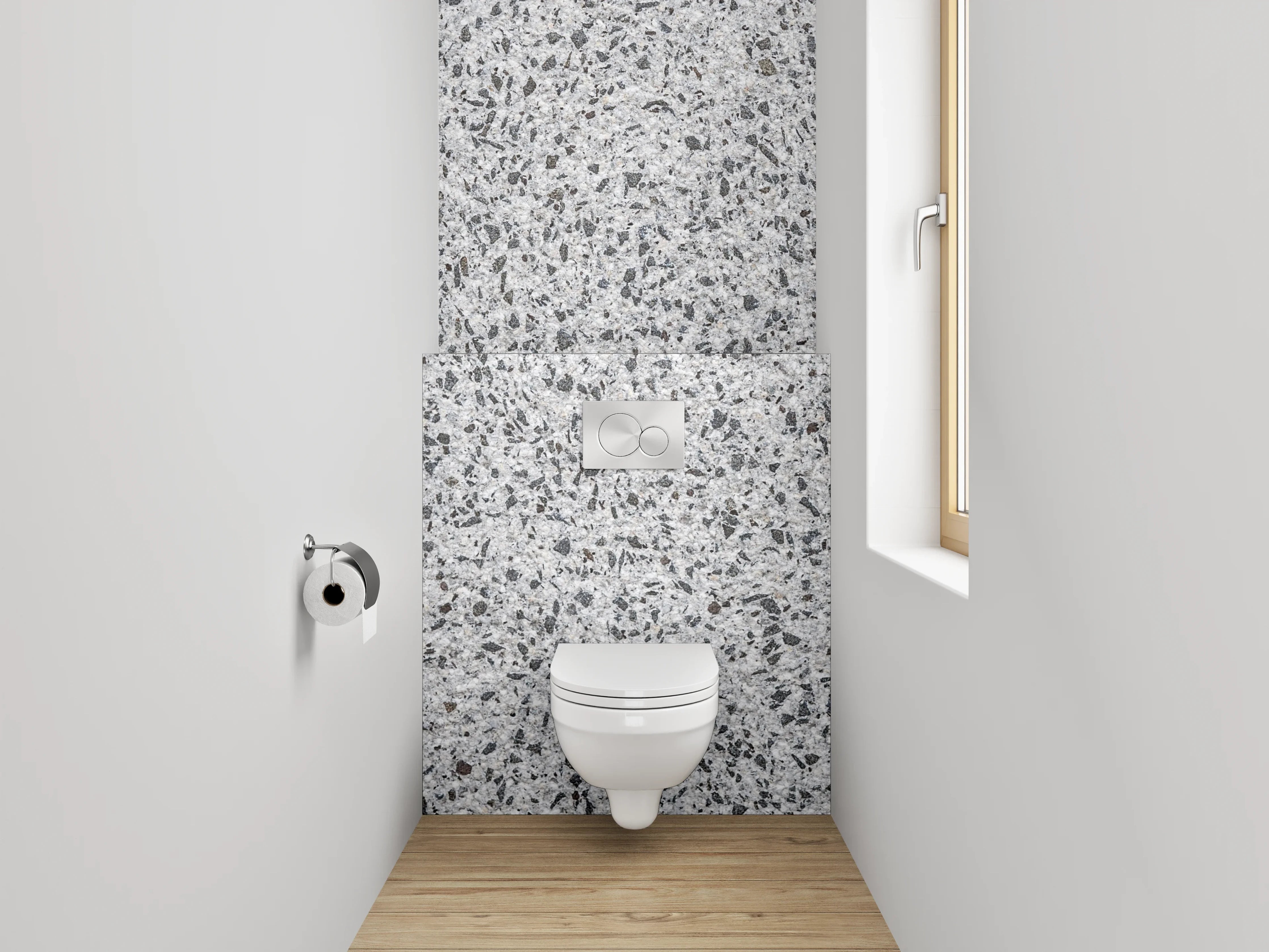 WC-Rückwand - Eisweiß mit sanften Graupunkten