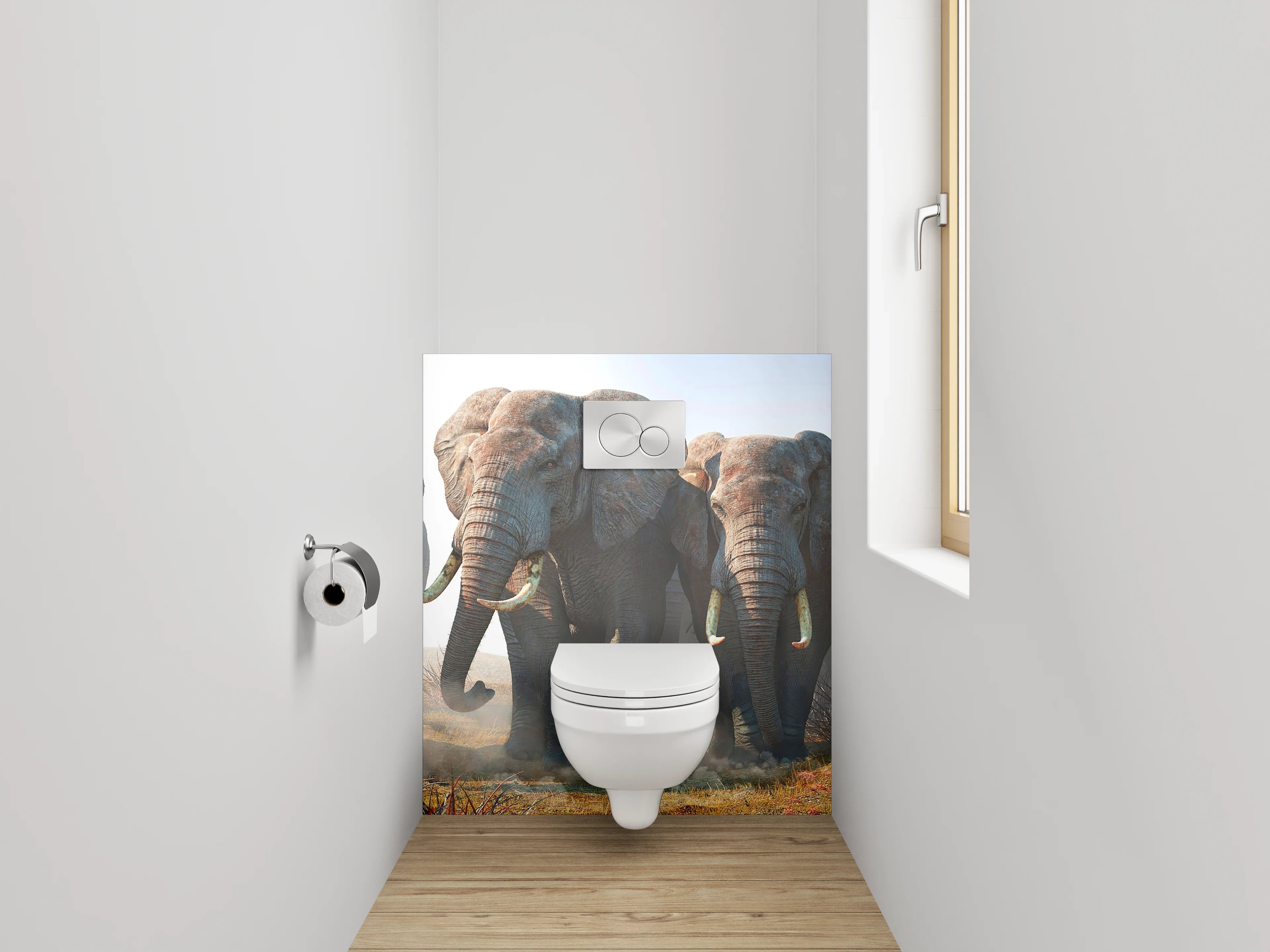 WC-Rückwand - Elefanten Herde in der Savanne
