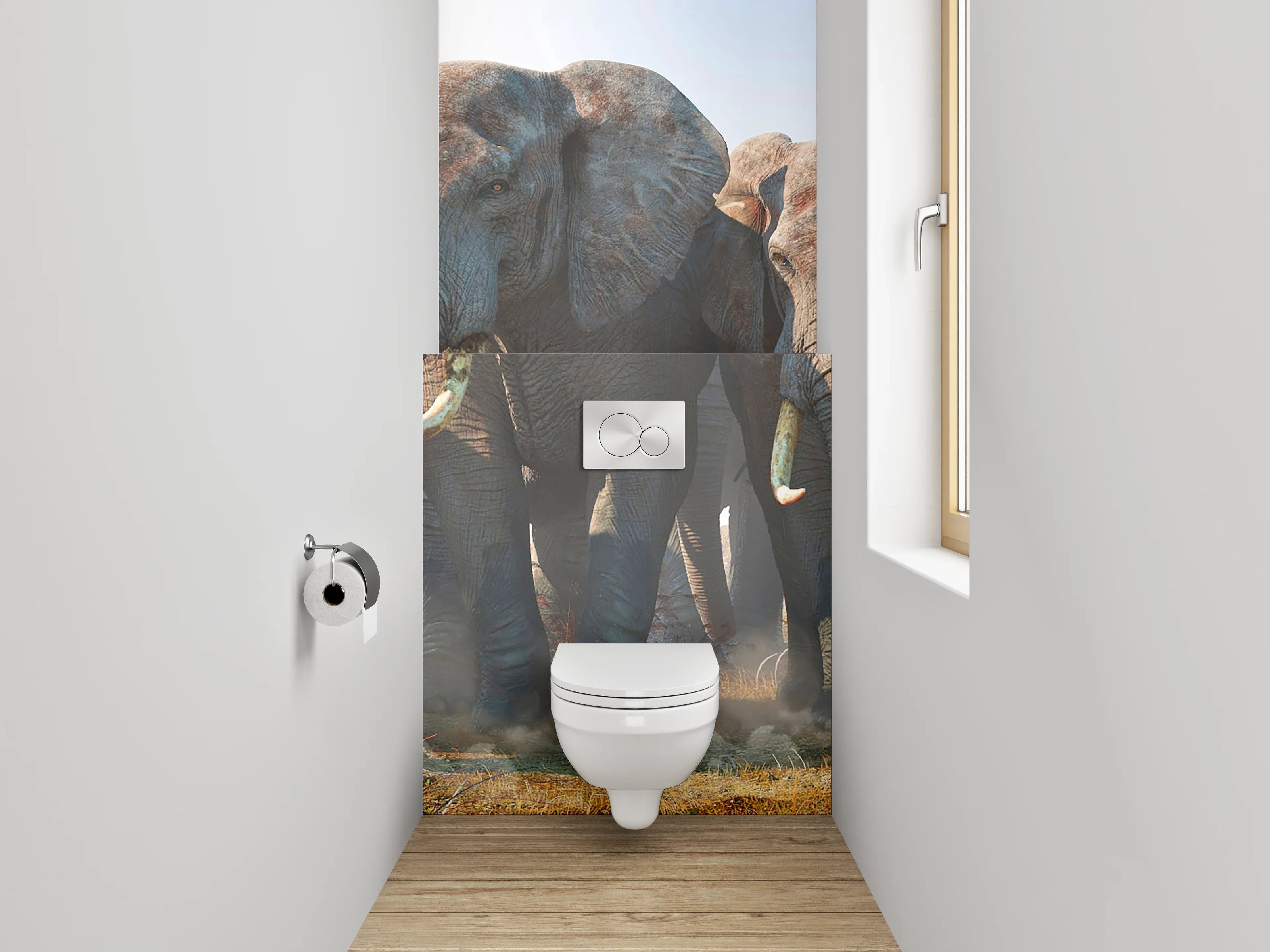 WC-Rückwand - Elefanten Herde in der Savanne