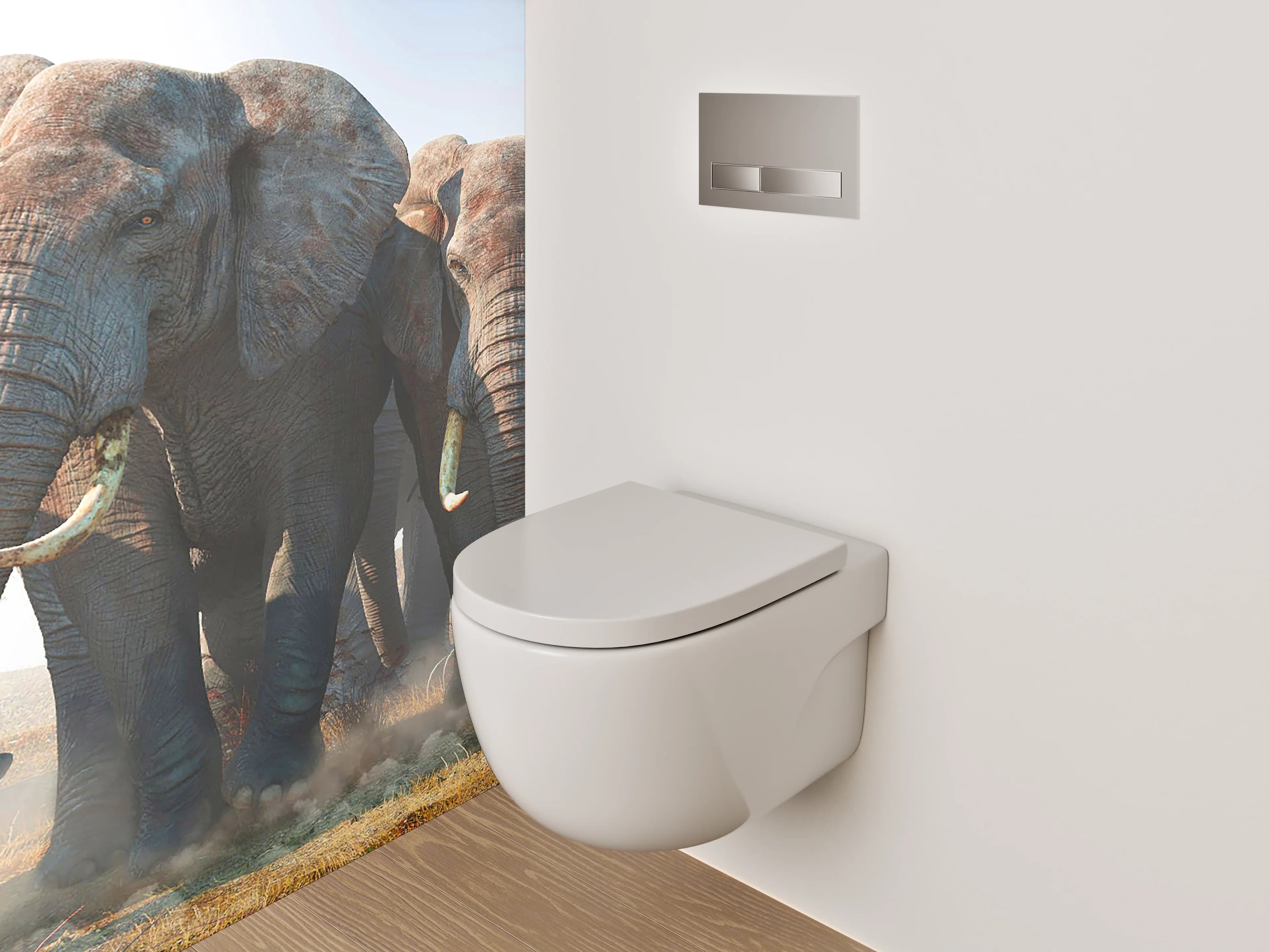 WC-Rückwand - Elefanten Herde in der Savanne