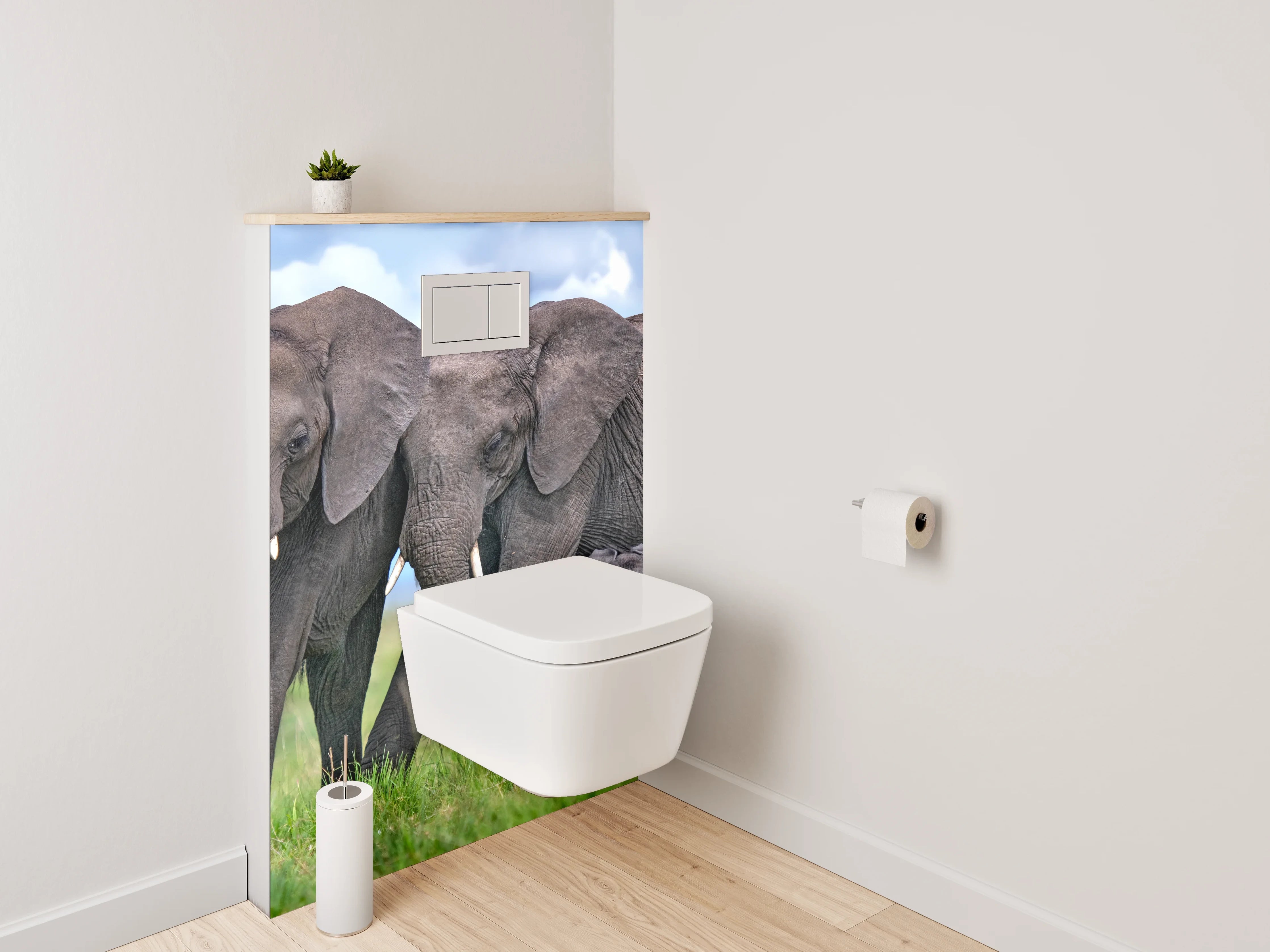 WC-Rückwand - Elefantenfamilie auf der Savanne