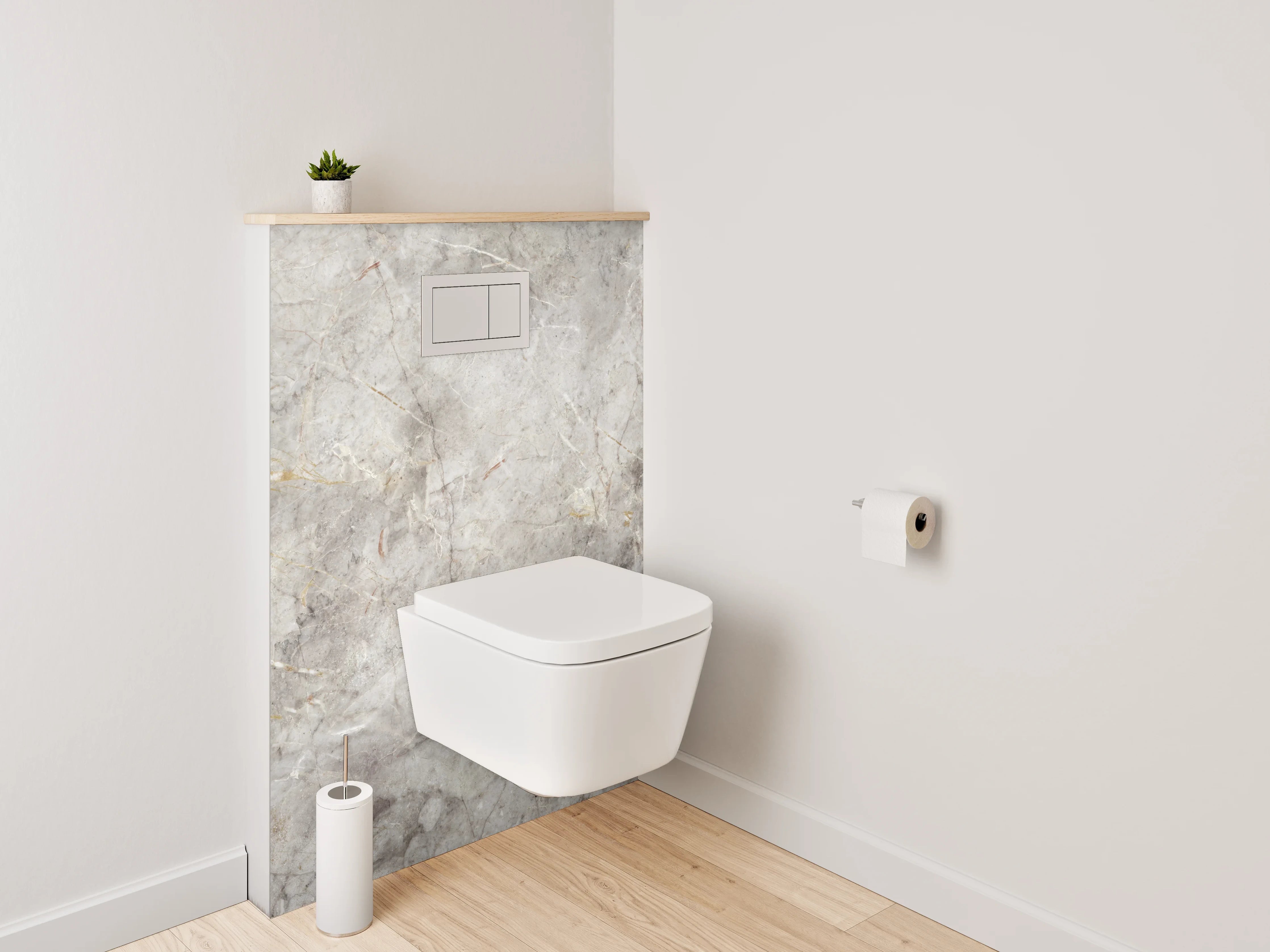 WC-Rückwand - Elegante Grauschattierungen im Marmorweiß