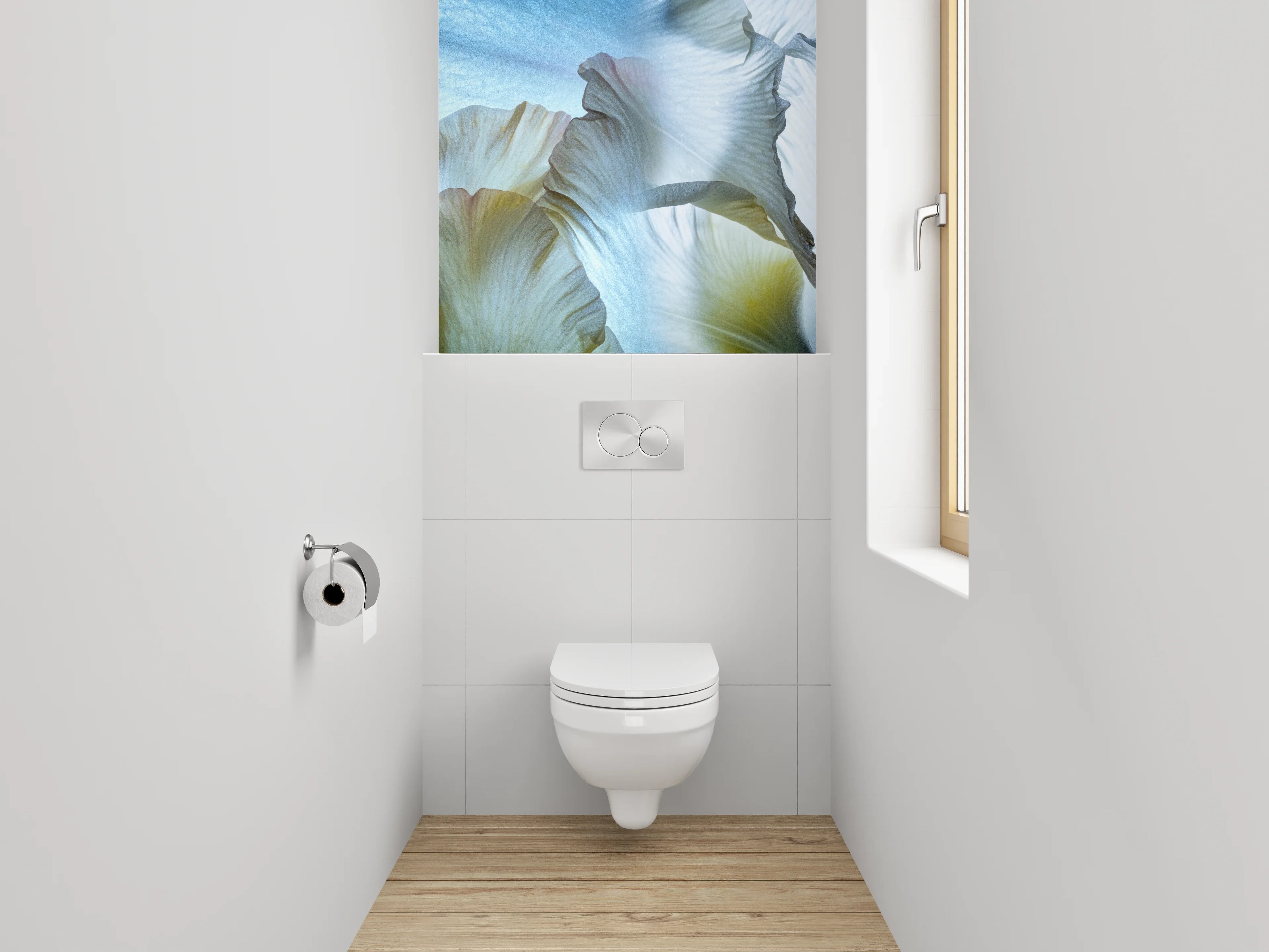 WC-Rückwand - Elegante Iris Blüten Aquarell Design