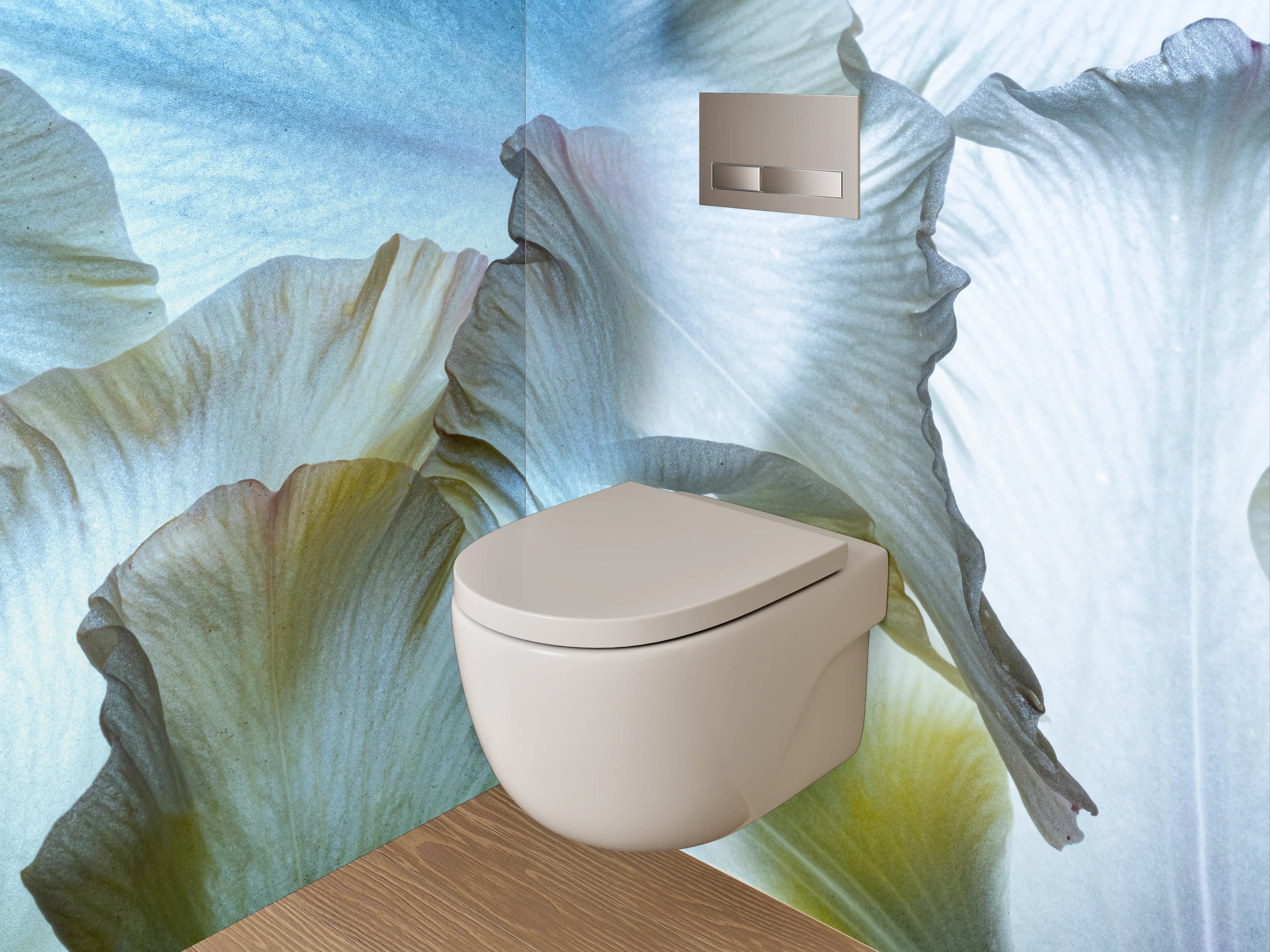 WC-Rückwand - Elegante Iris Blüten Aquarell Design