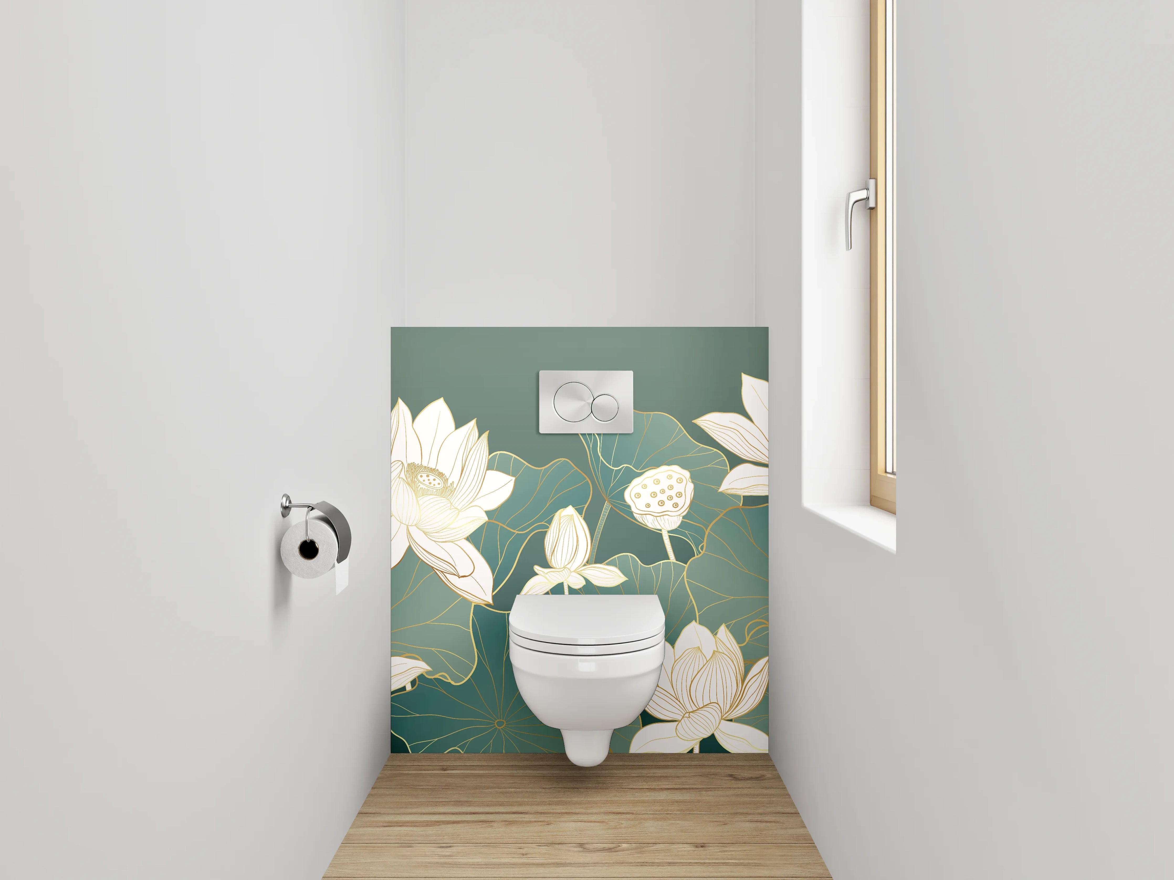 WC-Rückwand - Elegante Lotus-Blumen Illustration