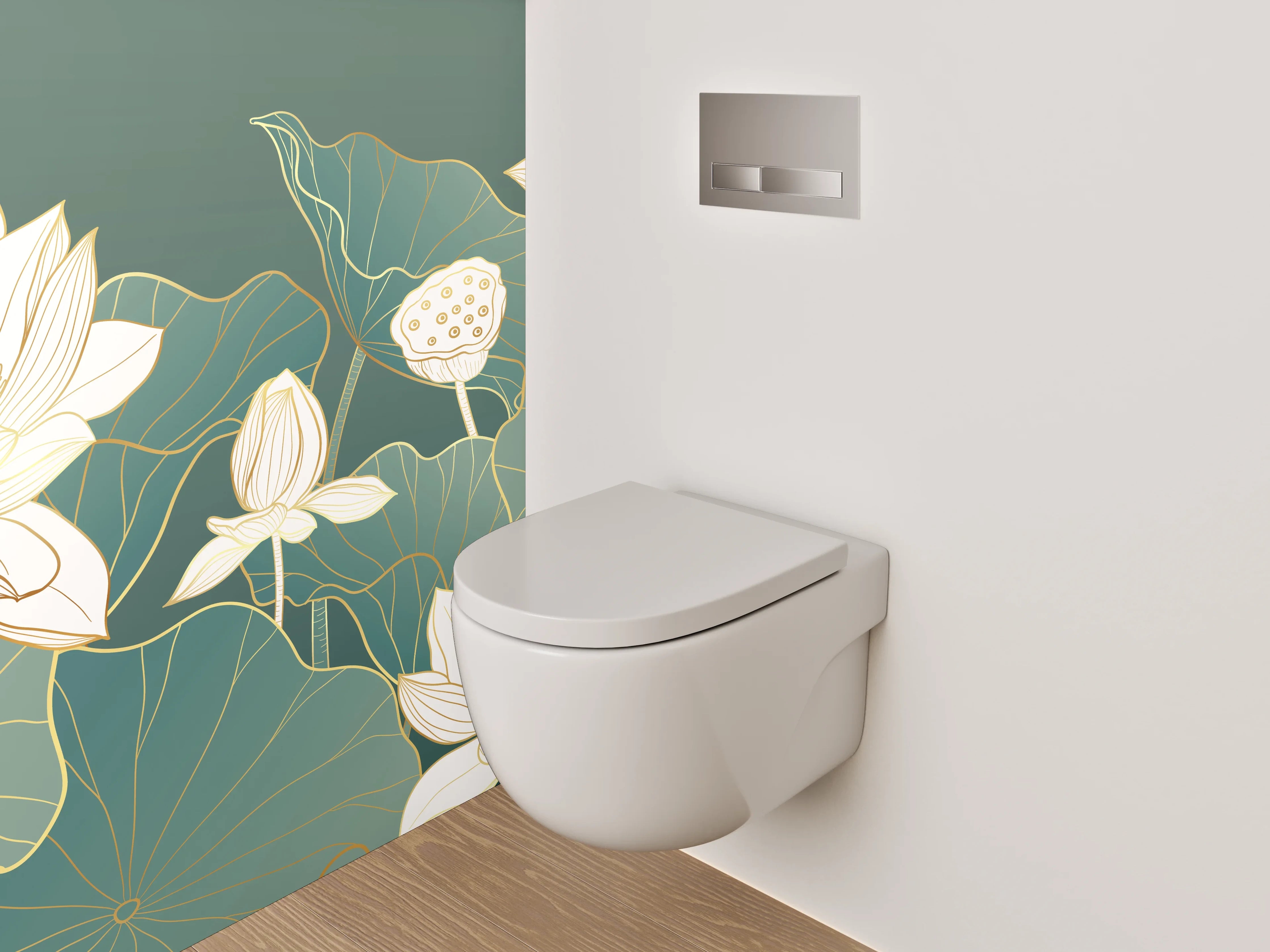 WC-Rückwand - Elegante Lotus-Blumen Illustration