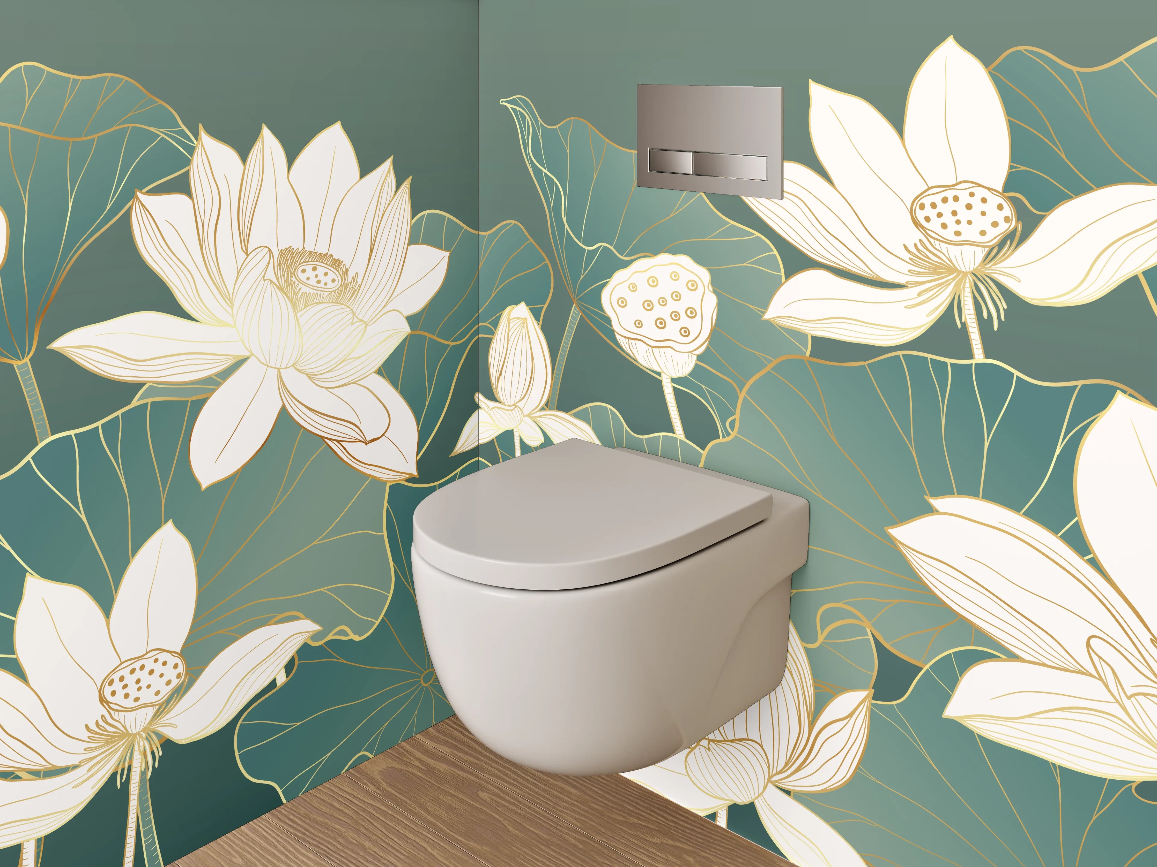 WC-Rückwand - Elegante Lotus-Blumen Illustration