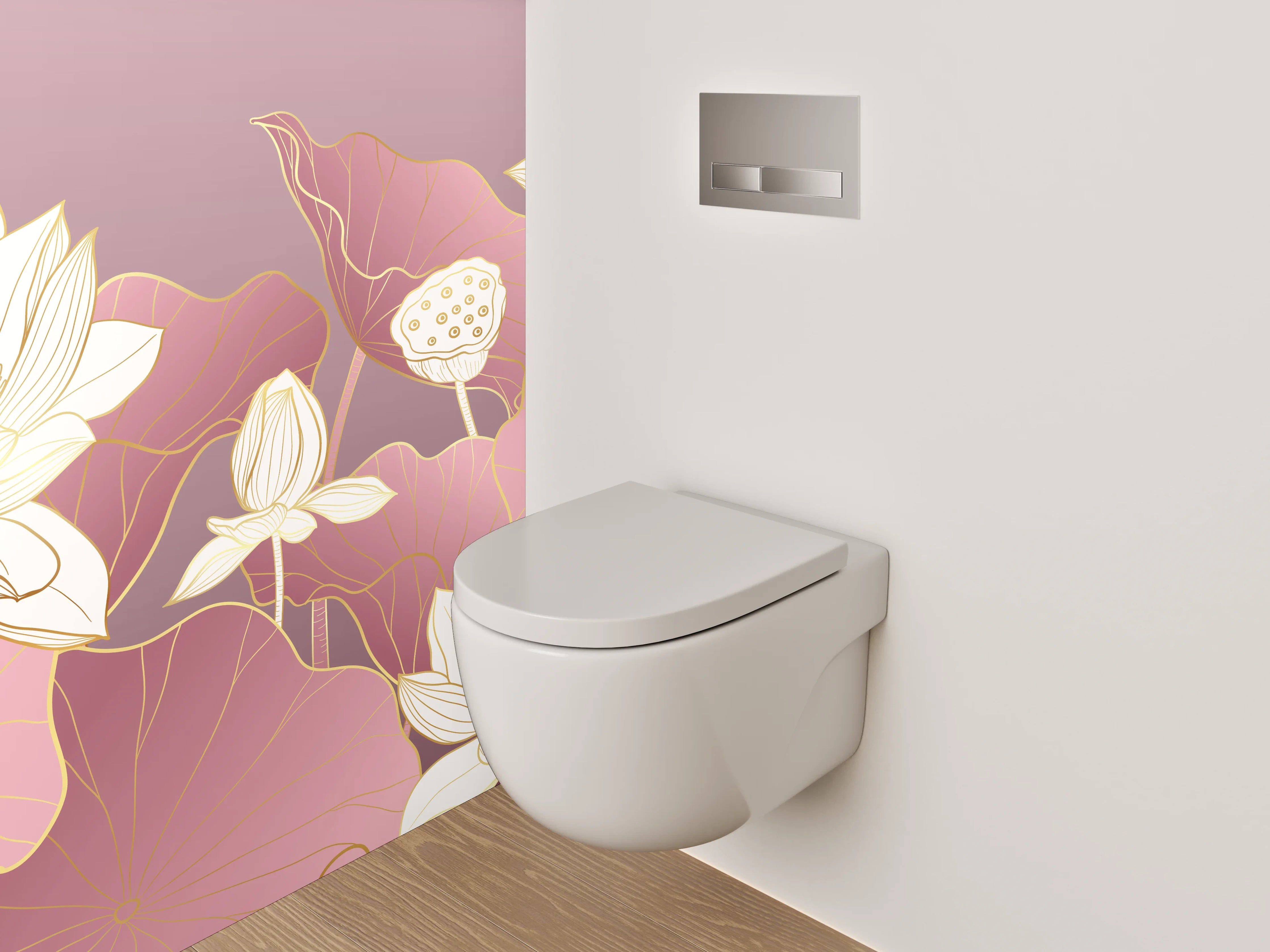 WC-Rückwand - Elegante Lotusblüten auf Rosa