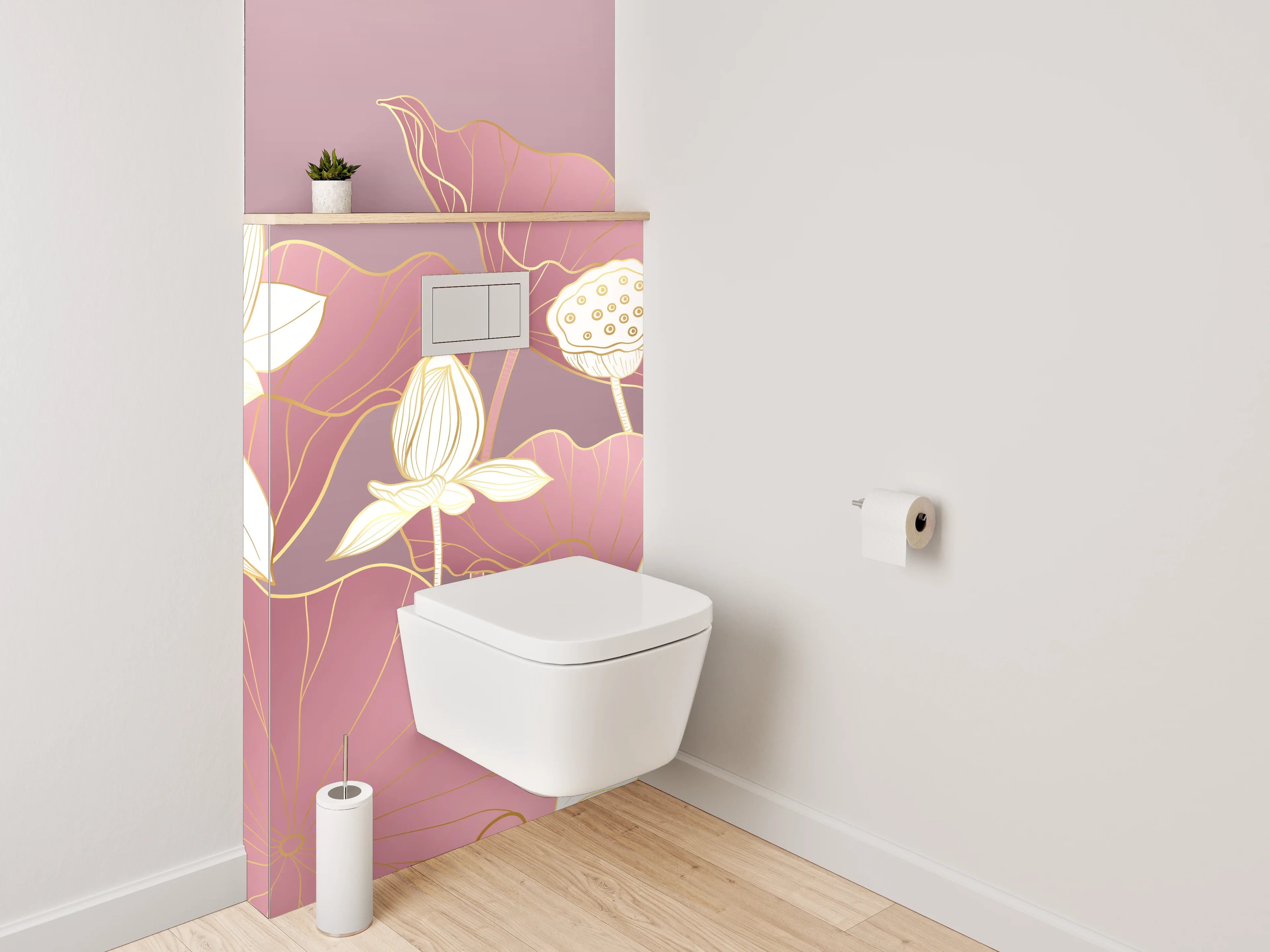 WC-Rückwand - Elegante Lotusblüten auf Rosa