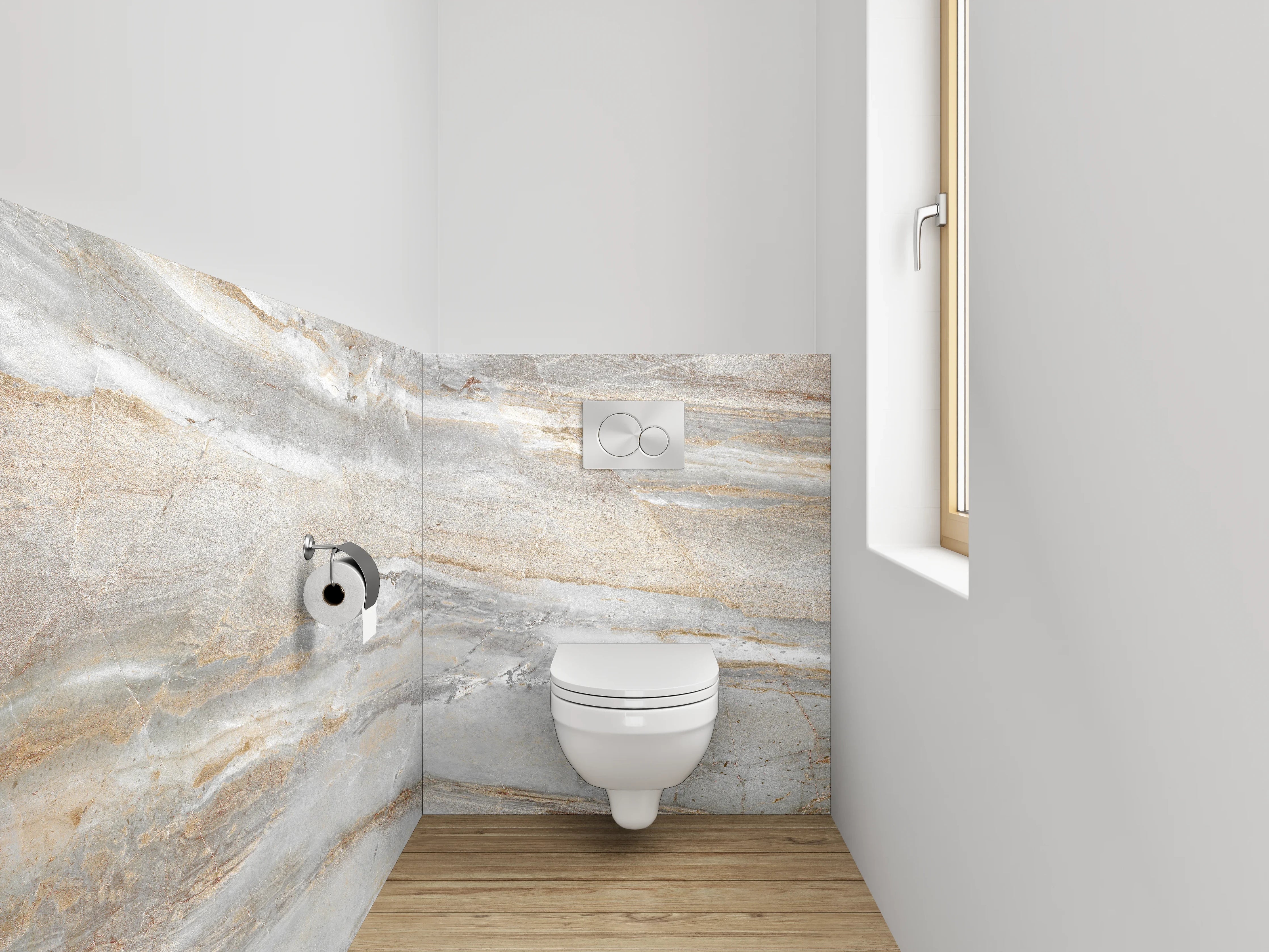 WC-Rückwand - Elegante Marmor-Optik in Weiß-Grau
