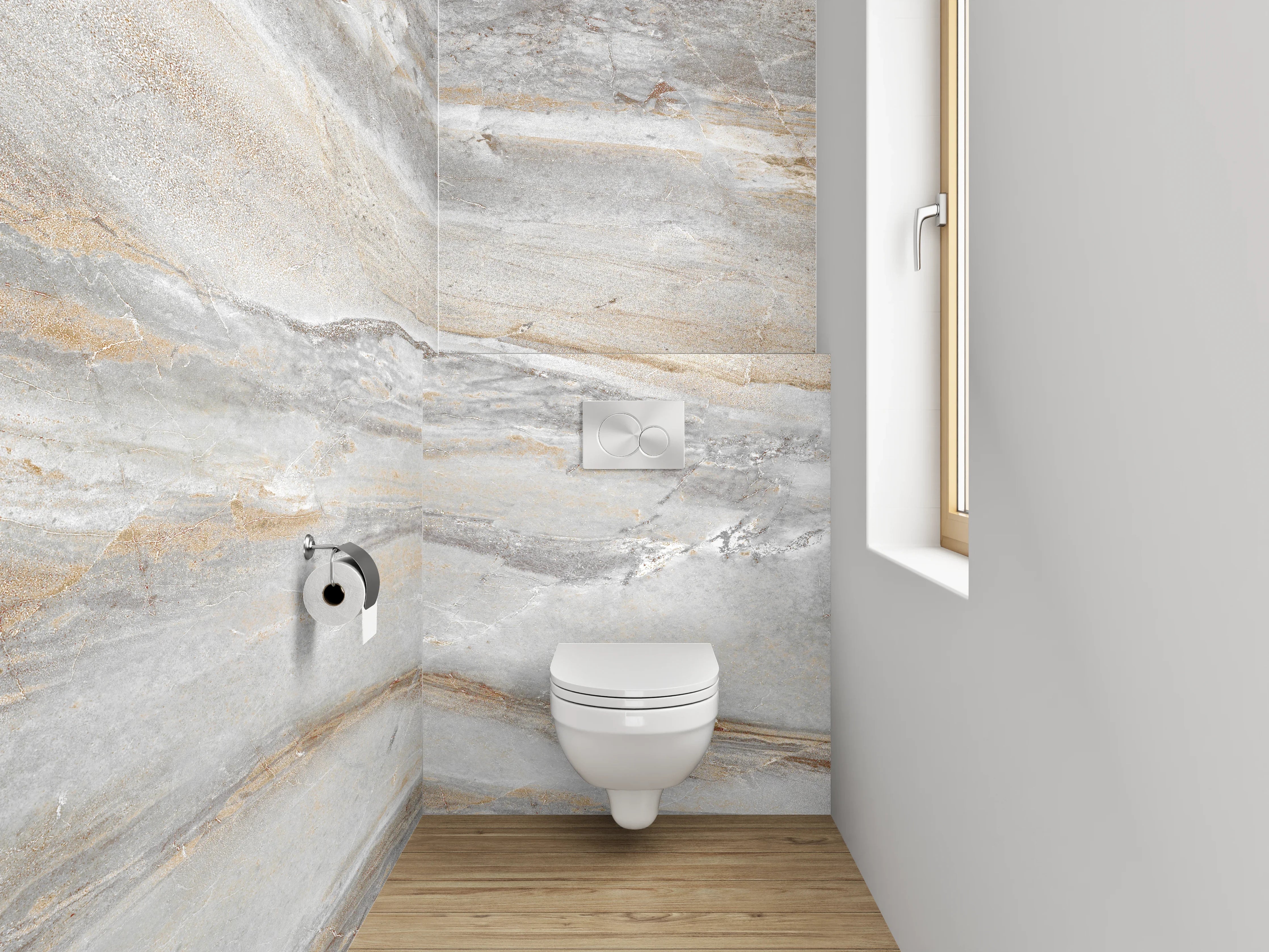 WC-Rückwand - Elegante Marmor-Optik in Weiß-Grau