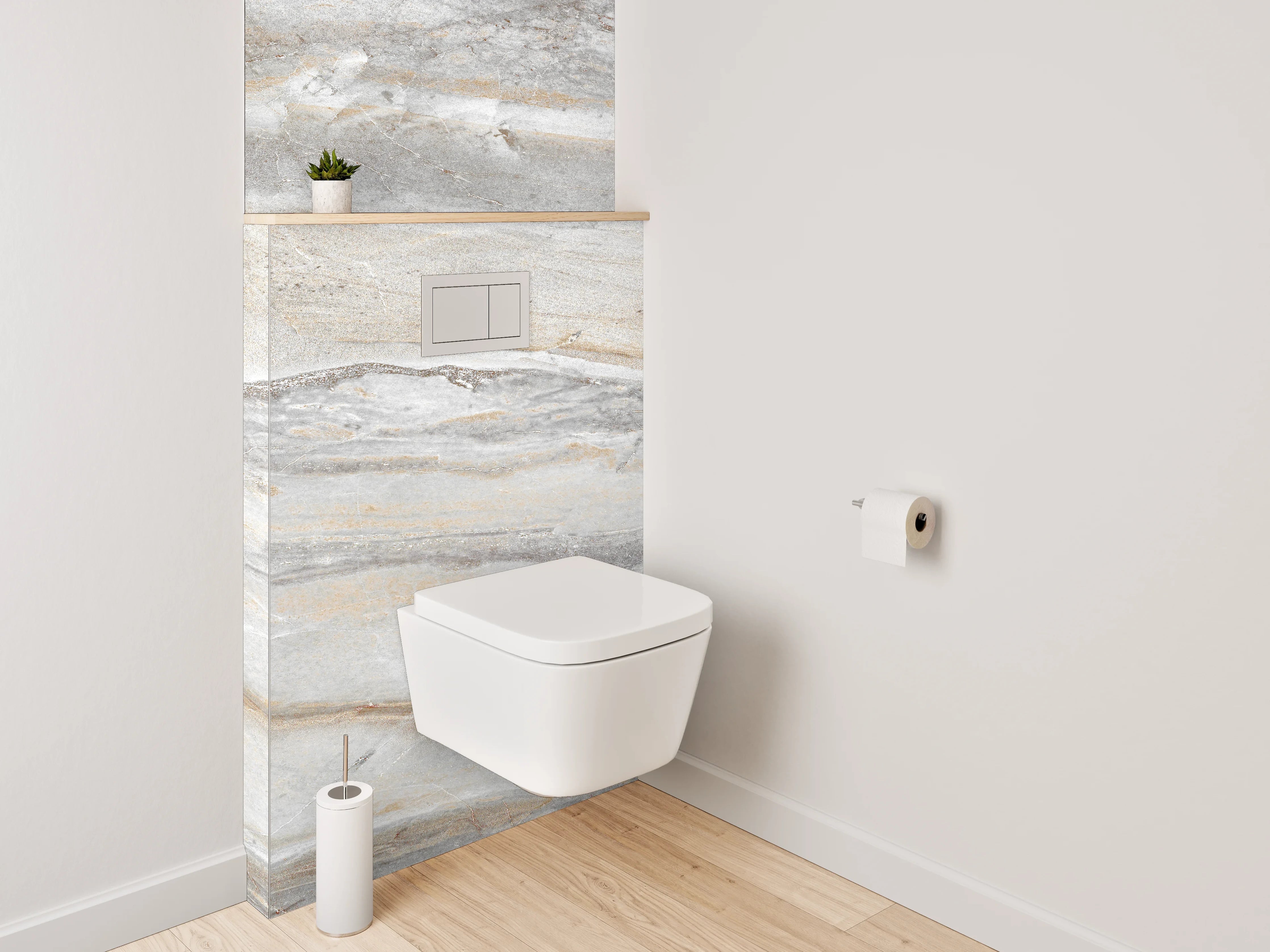 WC-Rückwand - Elegante Marmor-Optik in Weiß-Grau