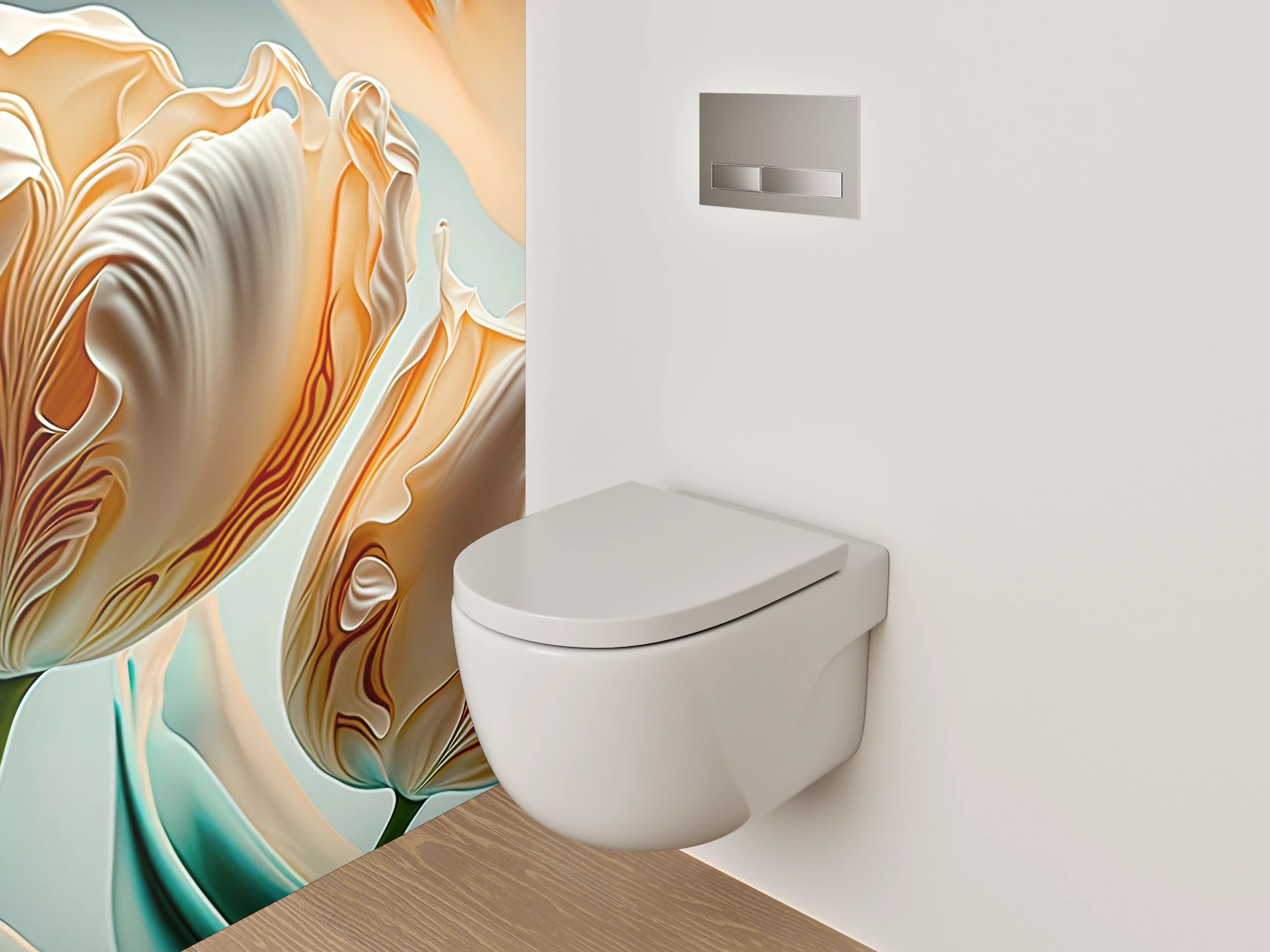 WC-Rückwand - Elegante Pfingstrose in Pastellfarben