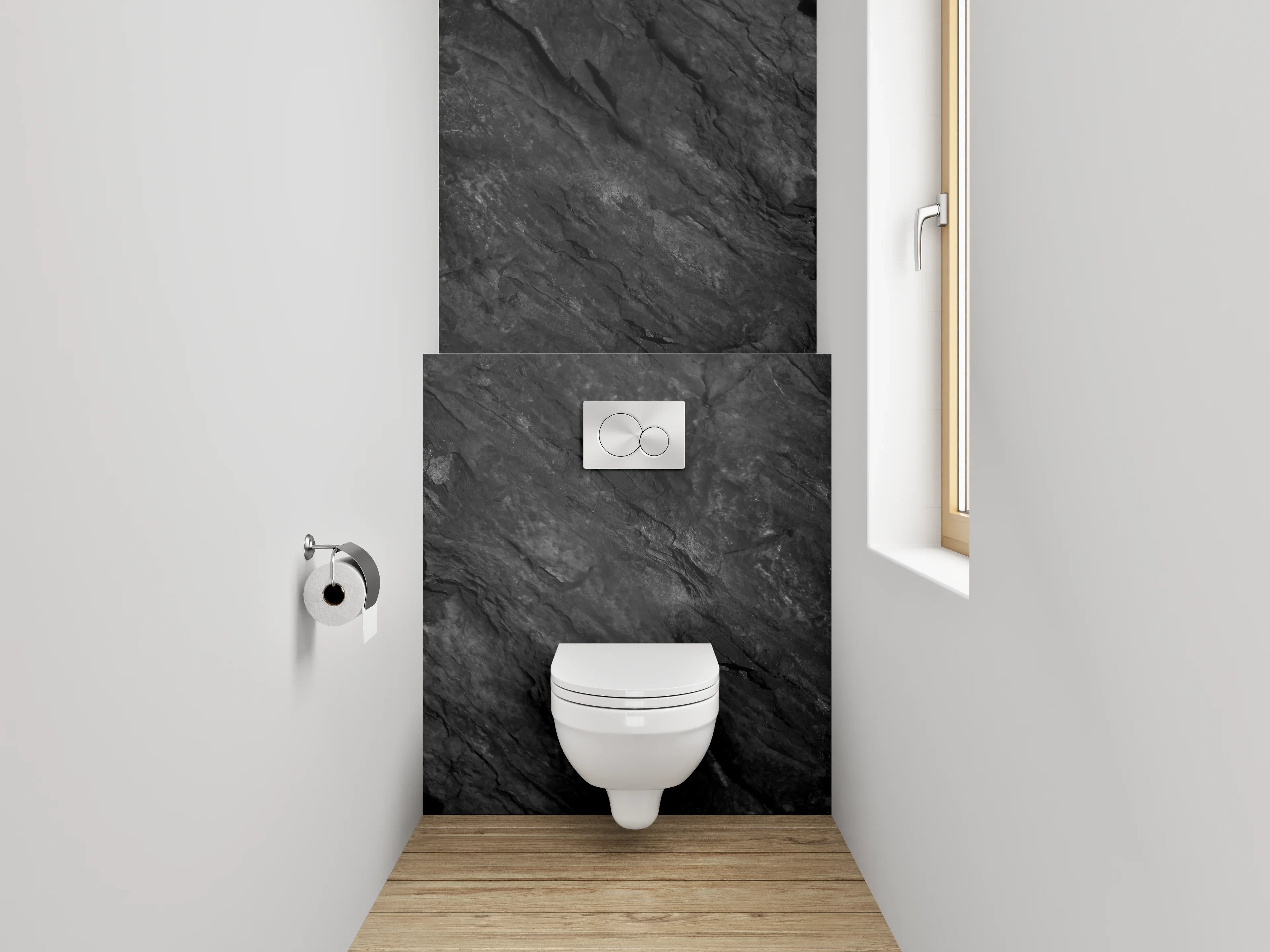 WC-Rückwand - Elegante Schieferstruktur in Schwarz