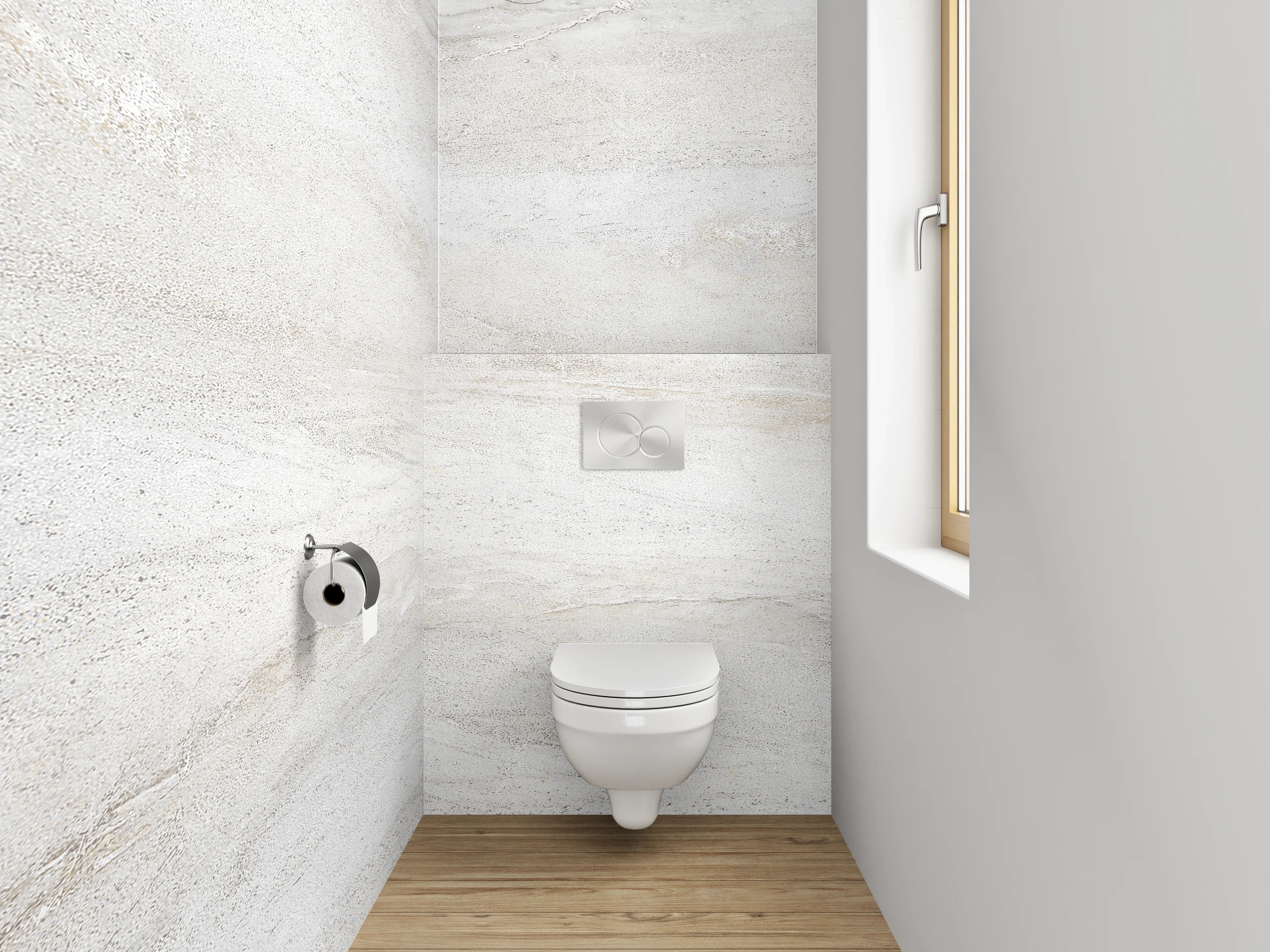 WC-Rückwand - Elegante Weiß-Grauschattierung im Marmor-Look