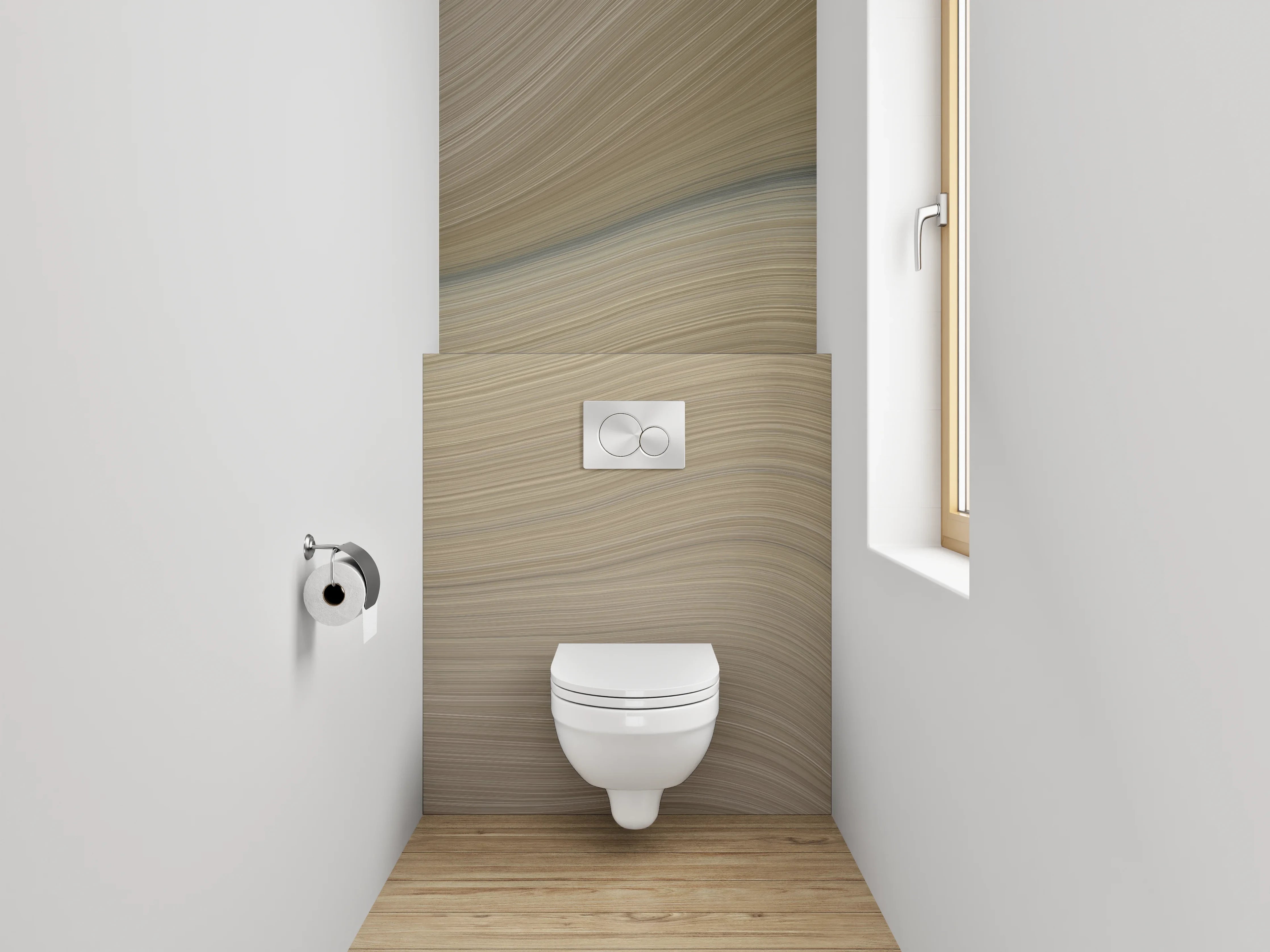 WC-Rückwand - Elegante Wellenstruktur in Weiß und Beige