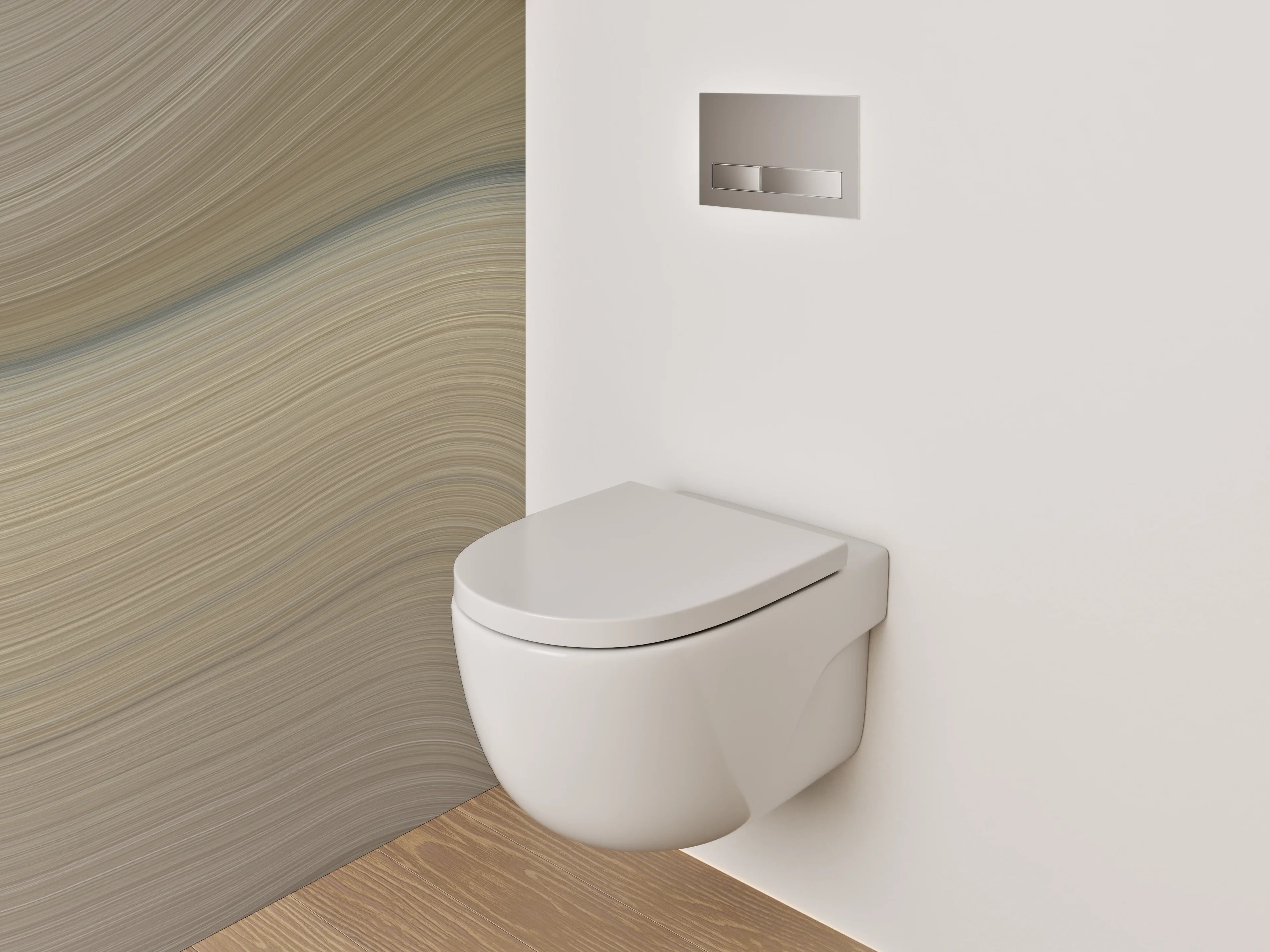 WC-Rückwand - Elegante Wellenstruktur in Weiß und Beige