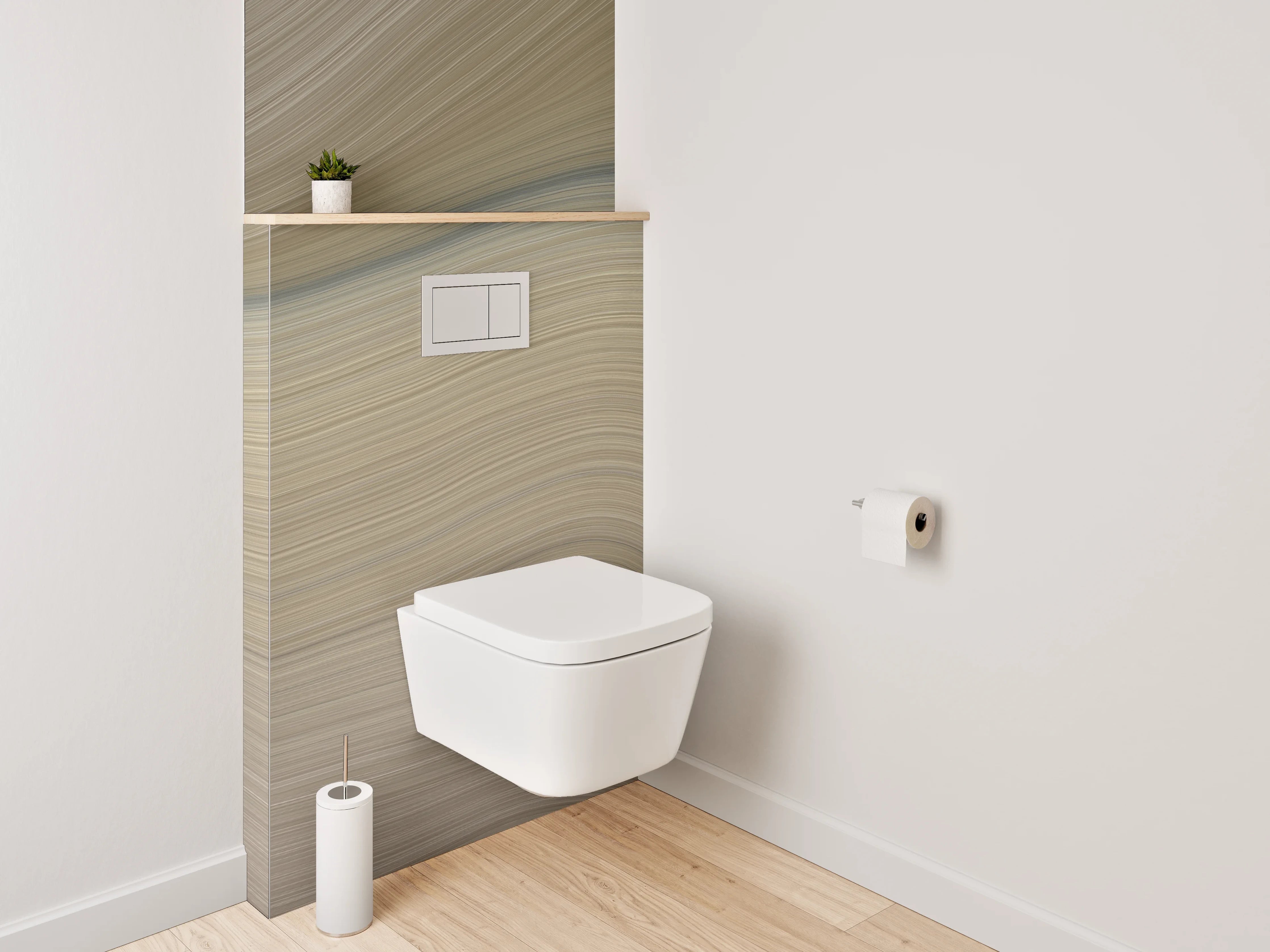 WC-Rückwand - Elegante Wellenstruktur in Weiß und Beige