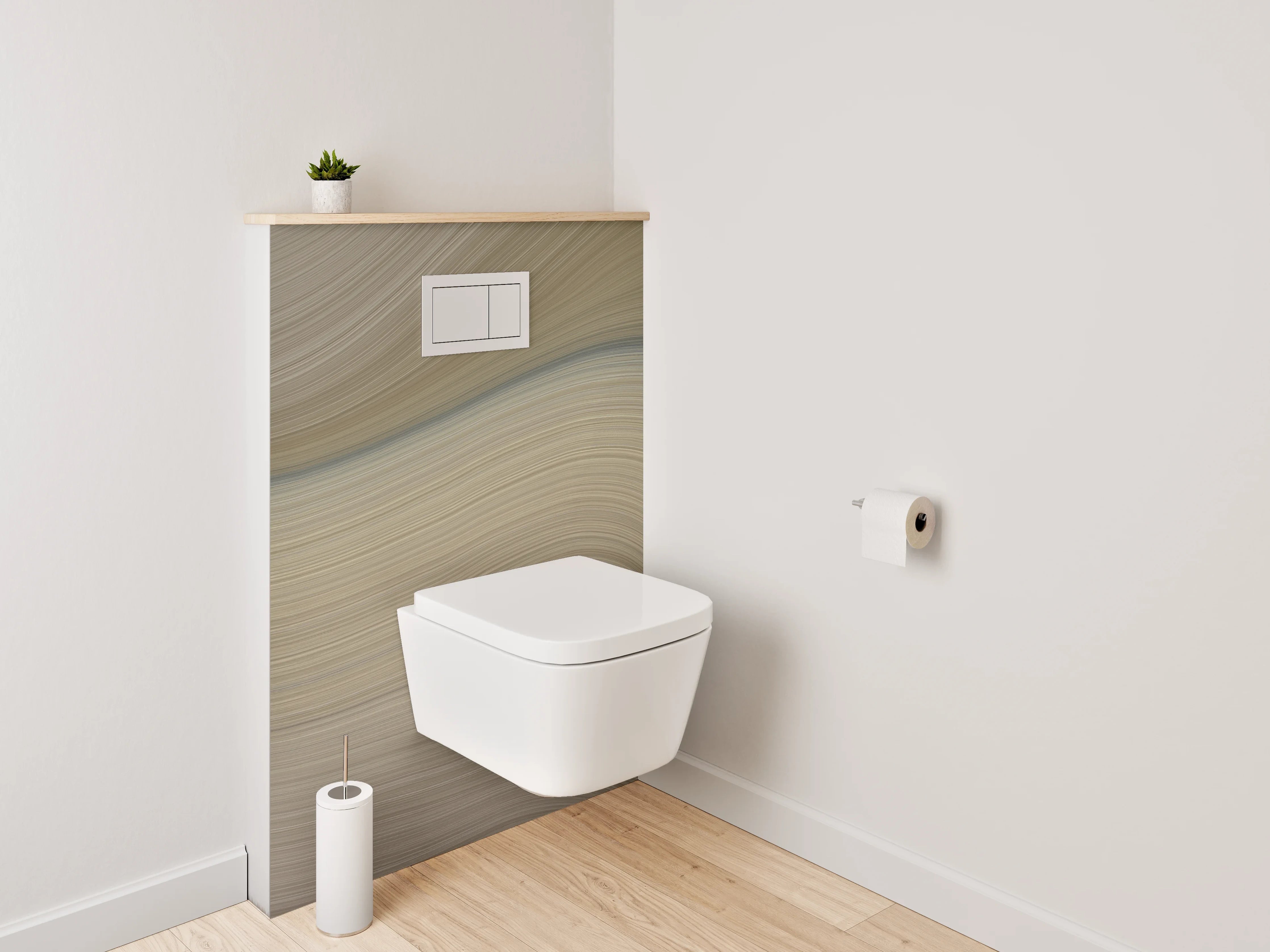 WC-Rückwand - Elegante Wellenstruktur in Weiß und Beige