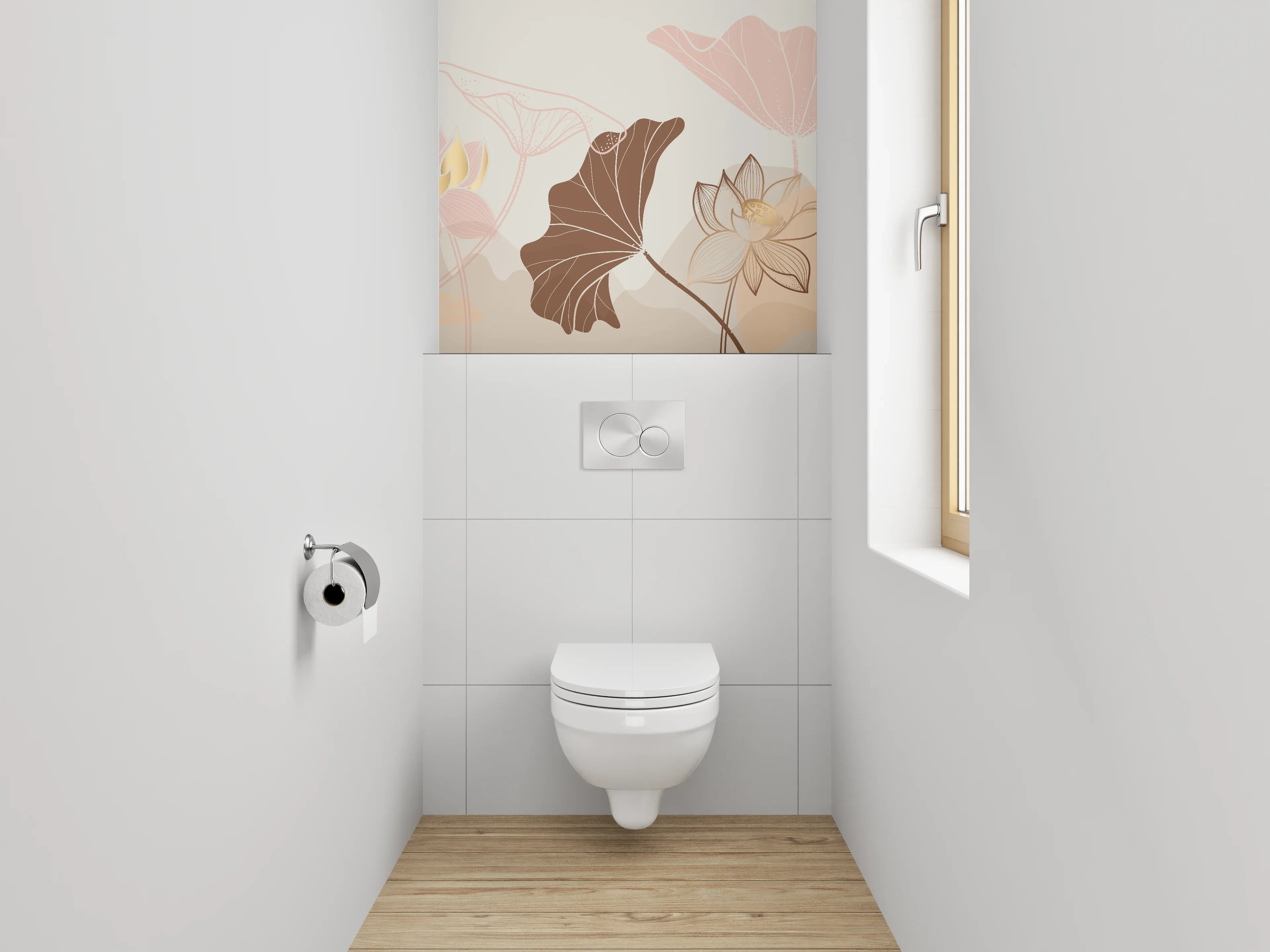 WC-Rückwand - Elegante abstrakte Lotusblumen Komposition