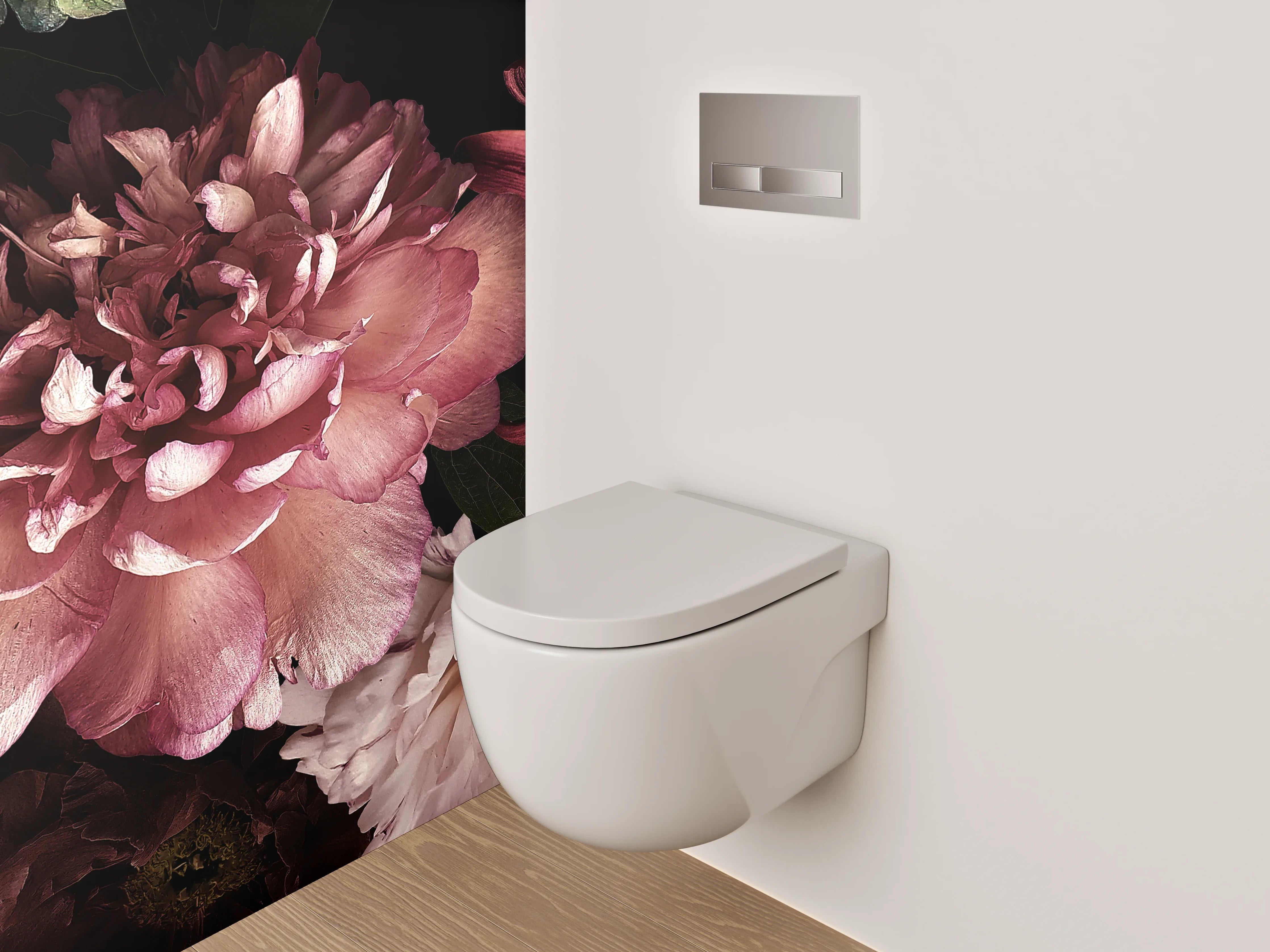 WC-Rückwand - Elegante florale Blüten Komposition