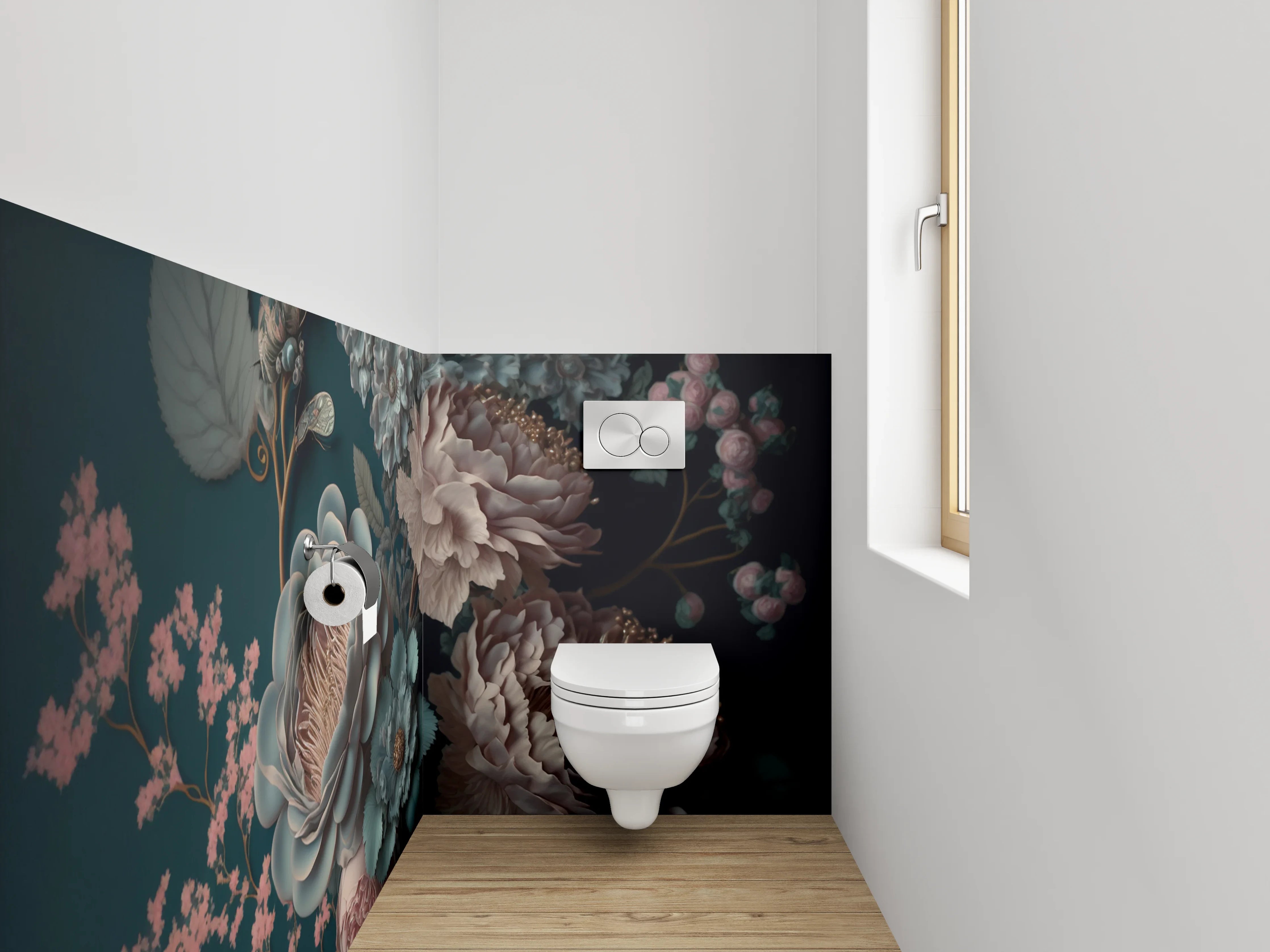 WC-Rückwand - Elegante florale Kunst für Dein Bad