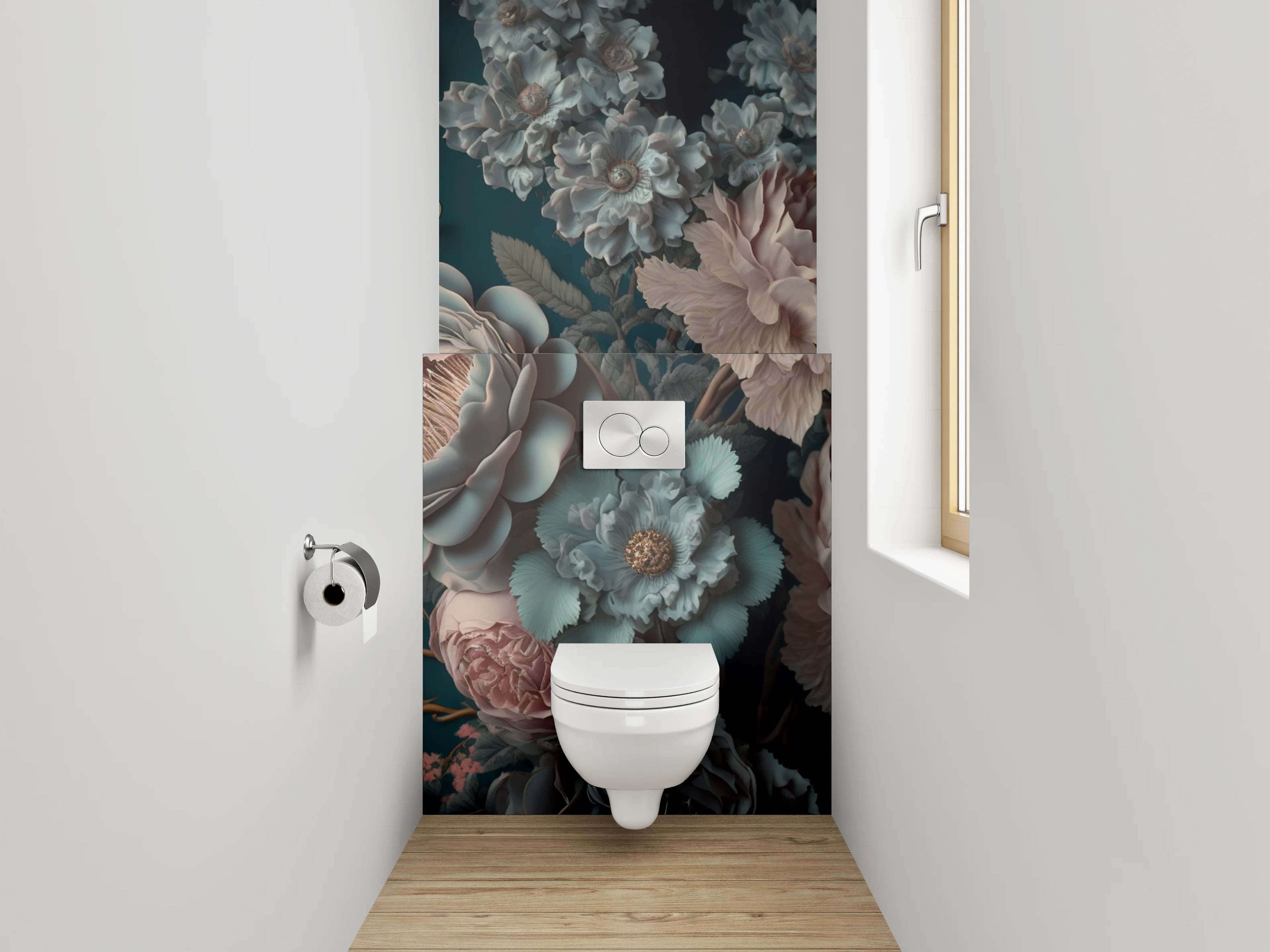 WC-Rückwand - Elegante florale Kunst für Dein Bad