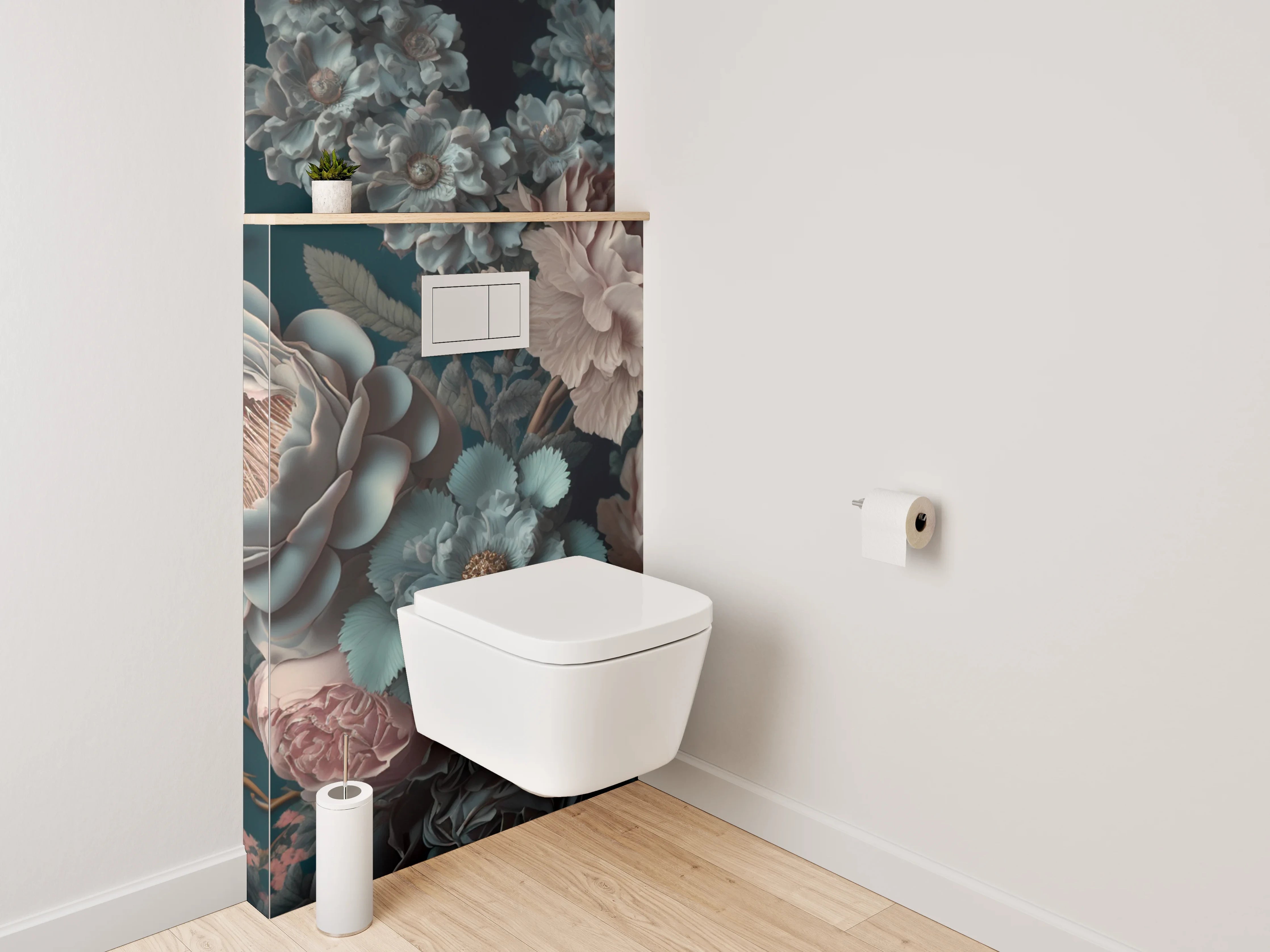 WC-Rückwand - Elegante florale Kunst für Dein Bad
