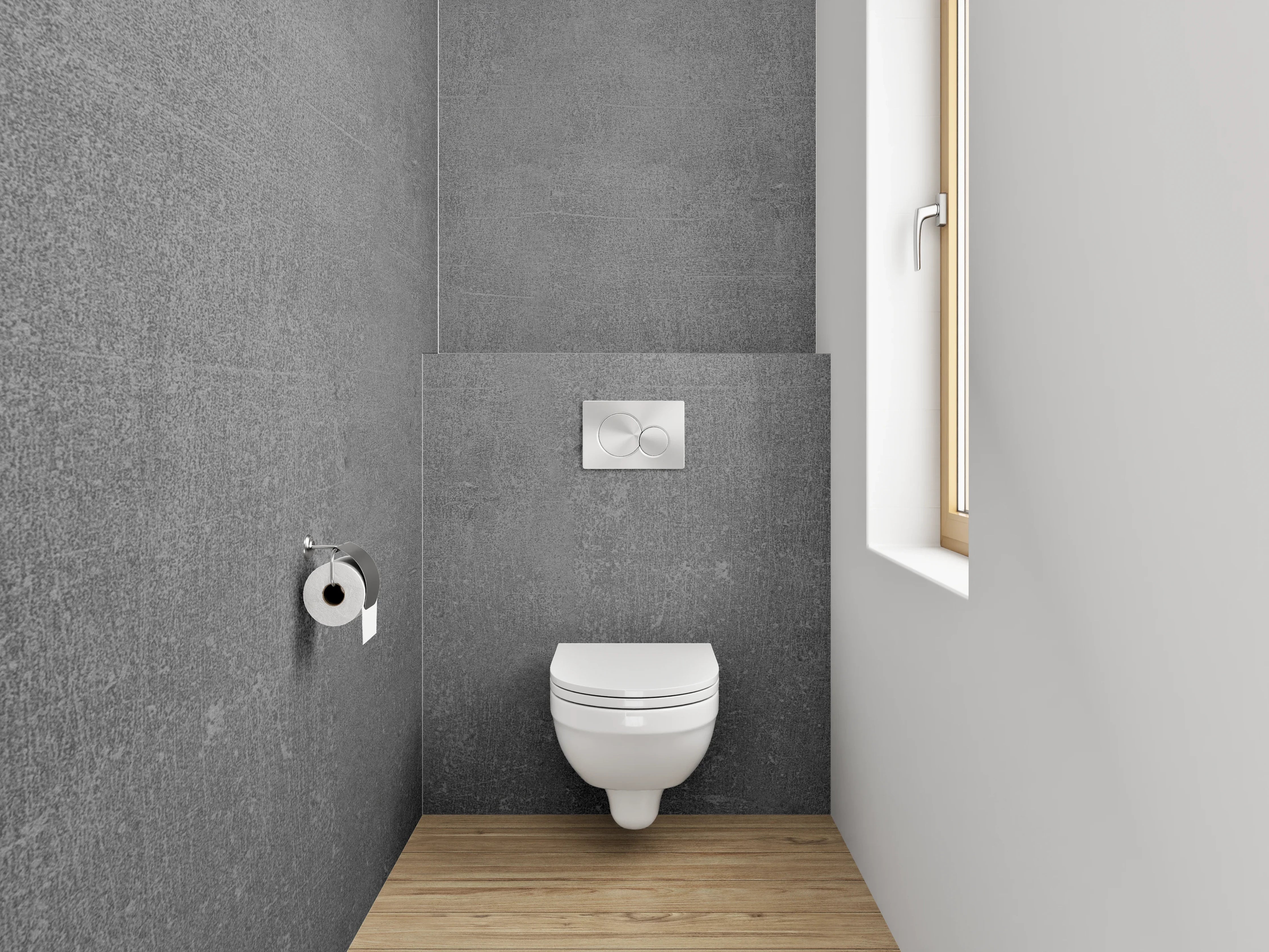 WC-Rückwand - Elegante graue Marmoroptik für moderne Räume