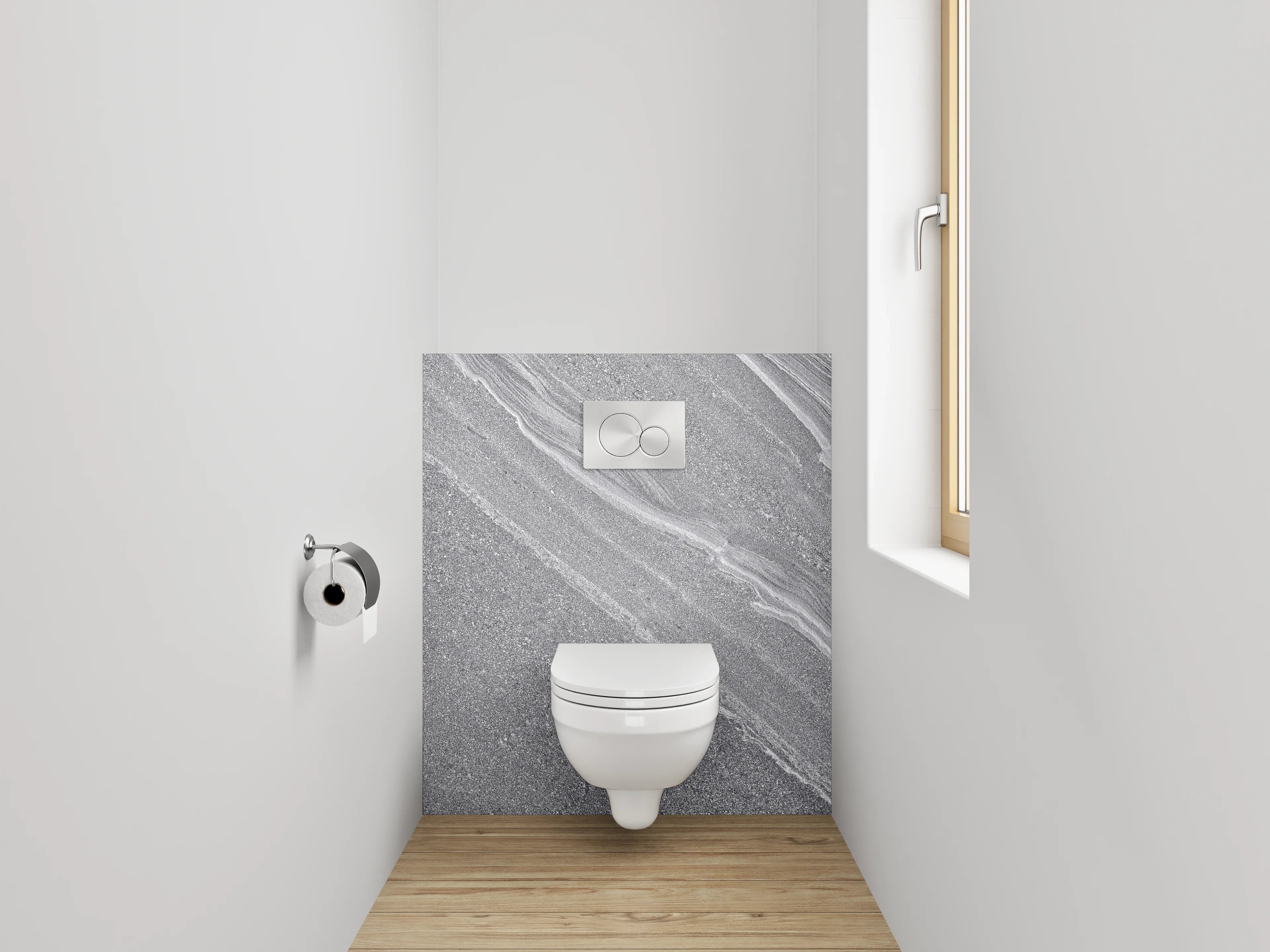 WC-Rückwand - Elegante graue Stein-Optik für Badezimmer