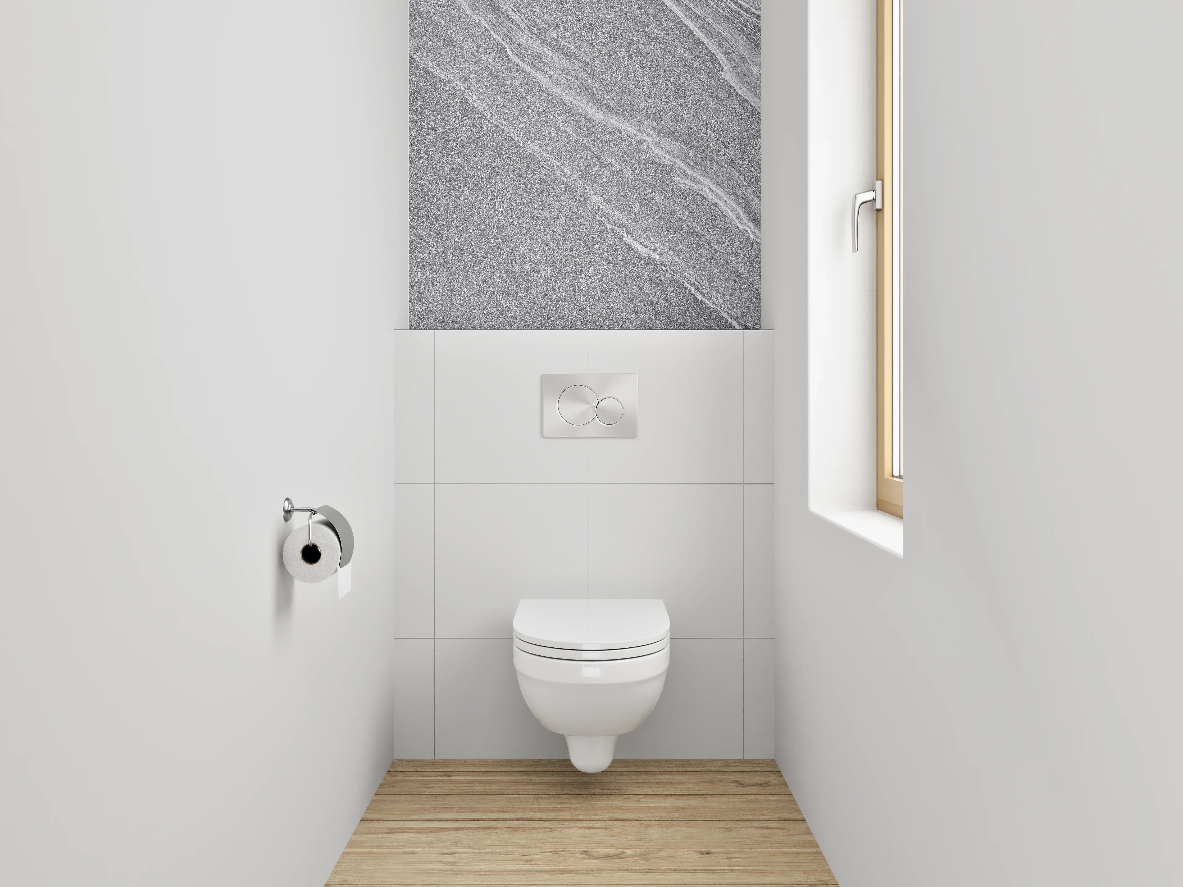 WC-Rückwand - Elegante graue Stein-Optik für Badezimmer