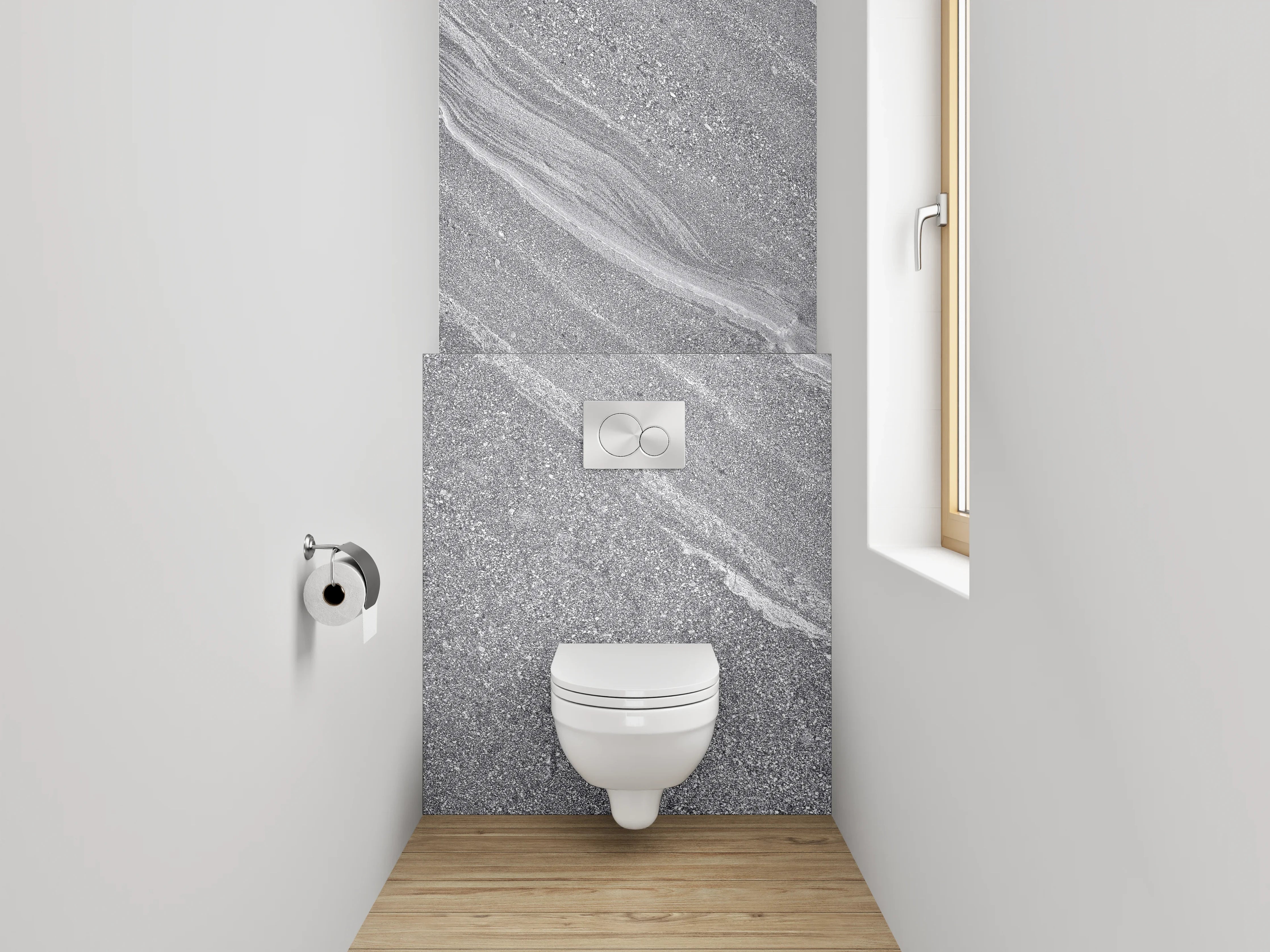 WC-Rückwand - Elegante graue Stein-Optik für Badezimmer