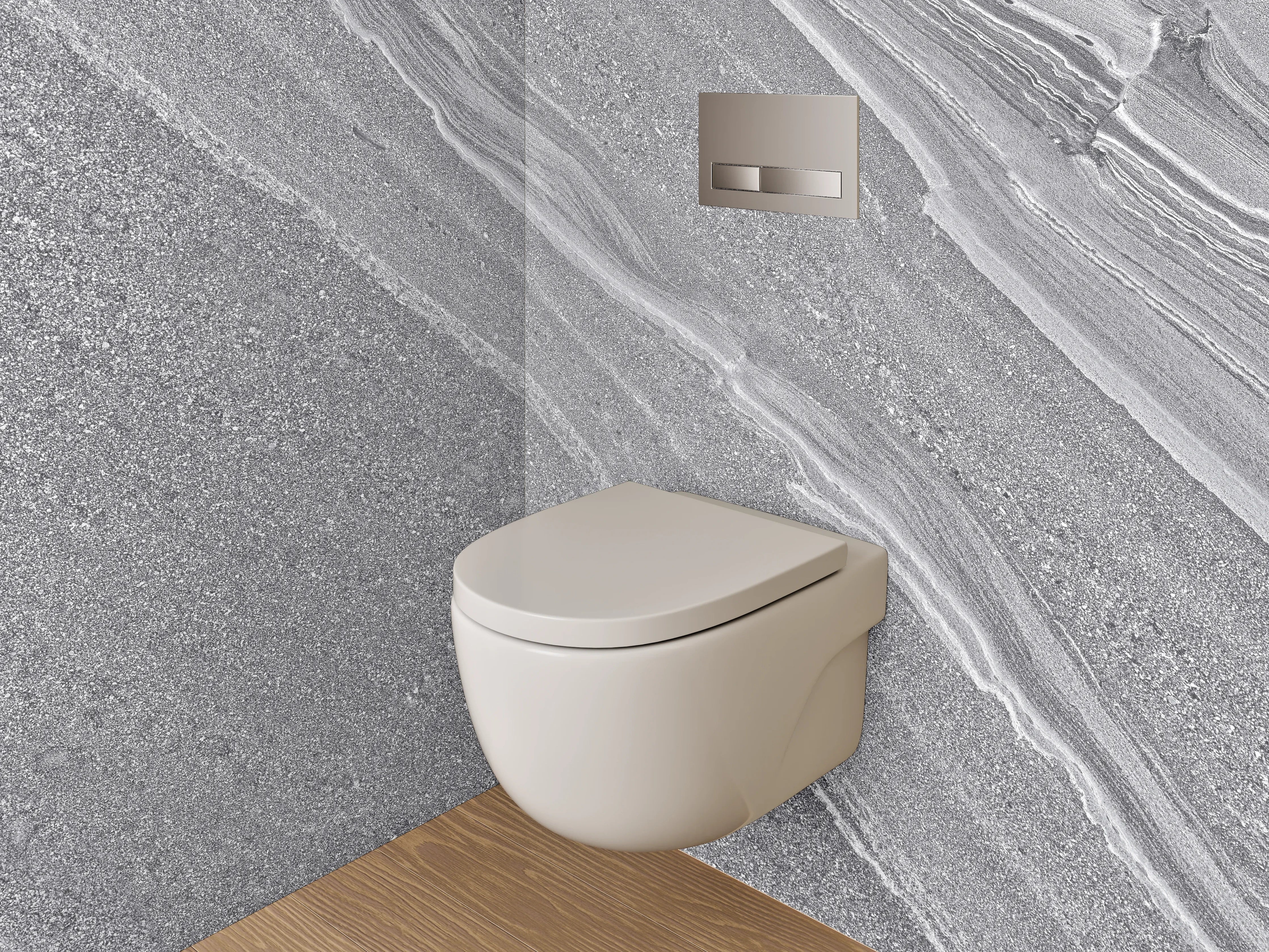 WC-Rückwand - Elegante graue Stein-Optik für Badezimmer