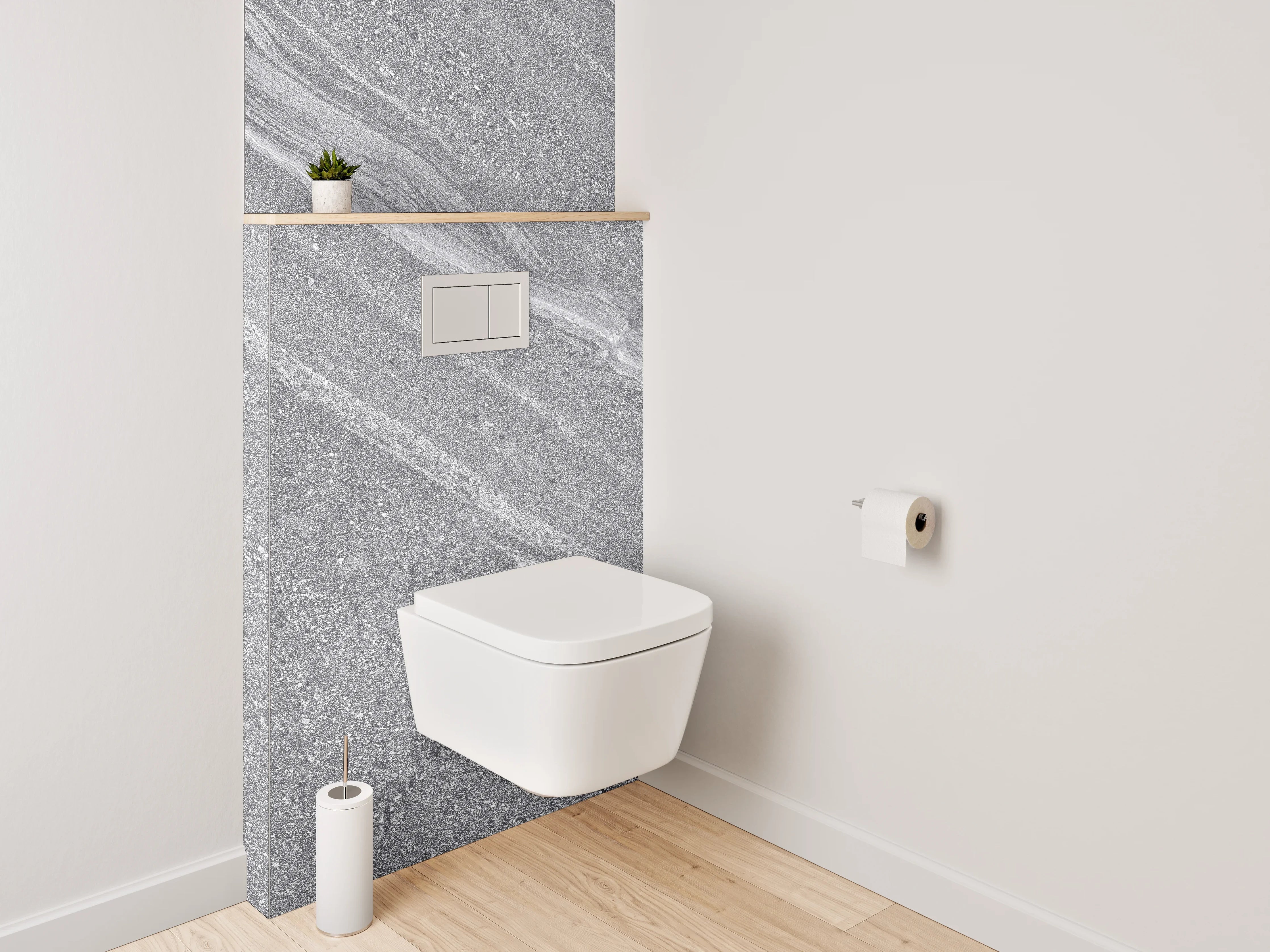 WC-Rückwand - Elegante graue Stein-Optik für Badezimmer