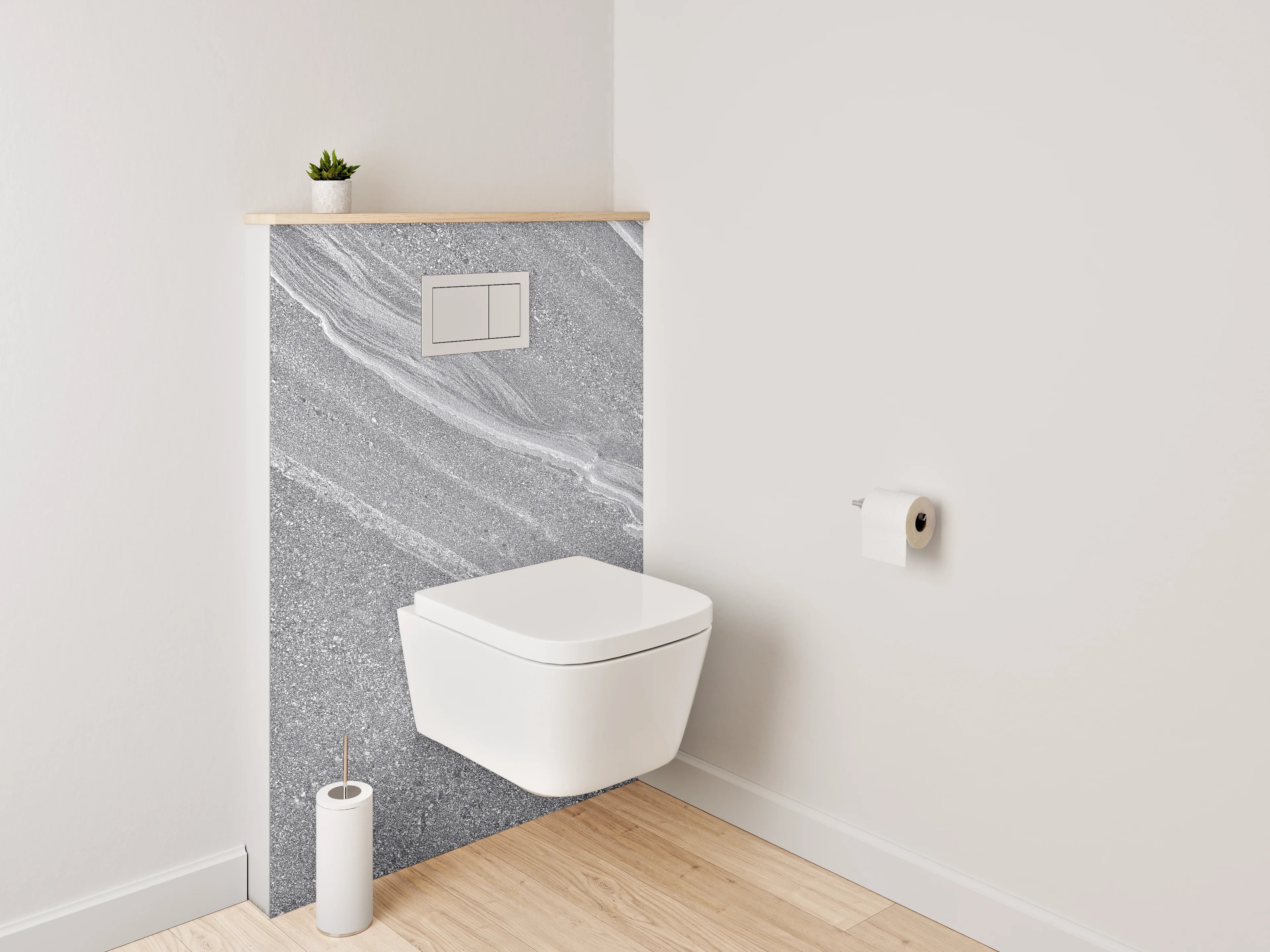 WC-Rückwand - Elegante graue Stein-Optik für Badezimmer