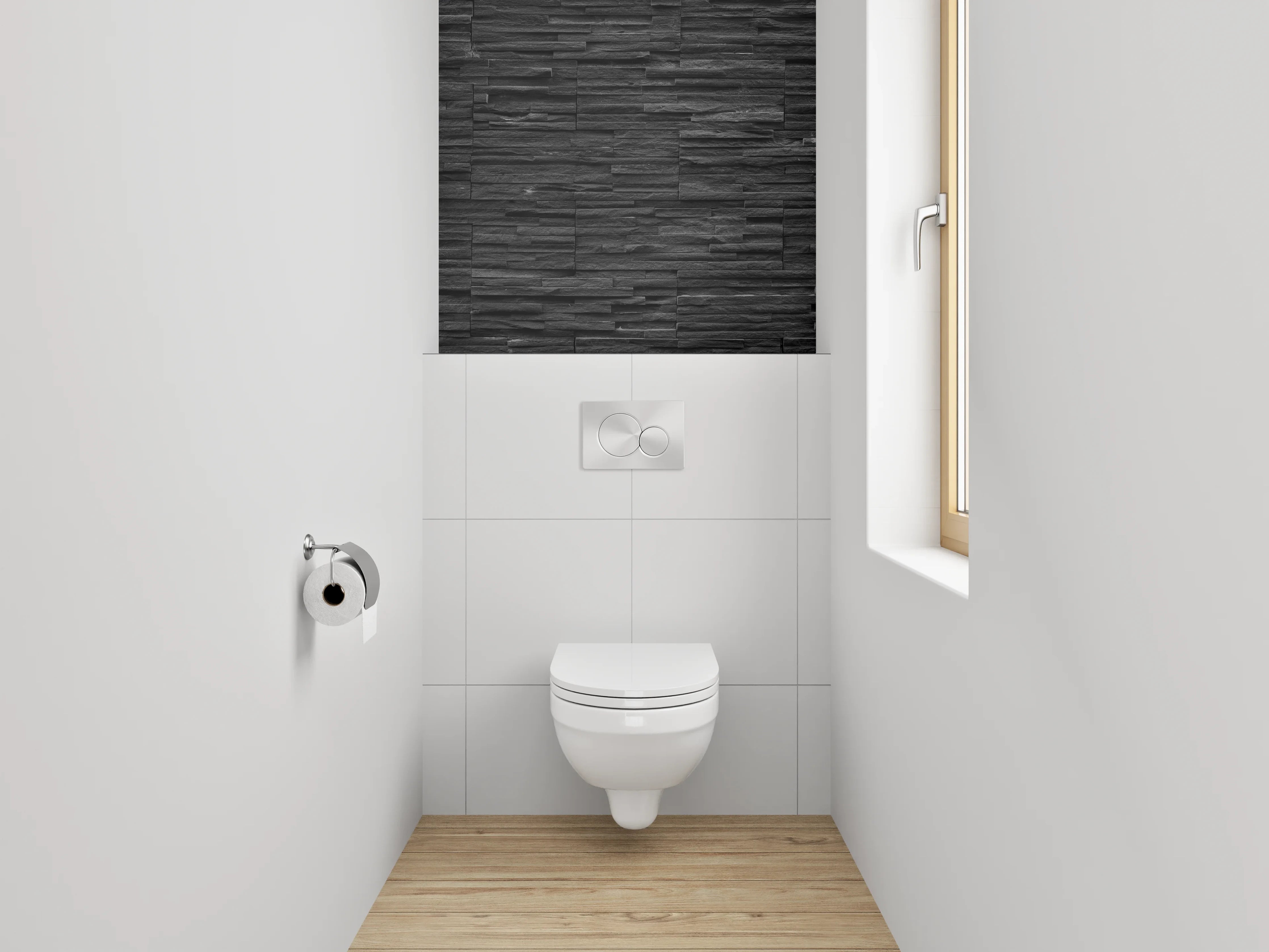 WC-Rückwand - Elegante schwarze Schieferstruktur