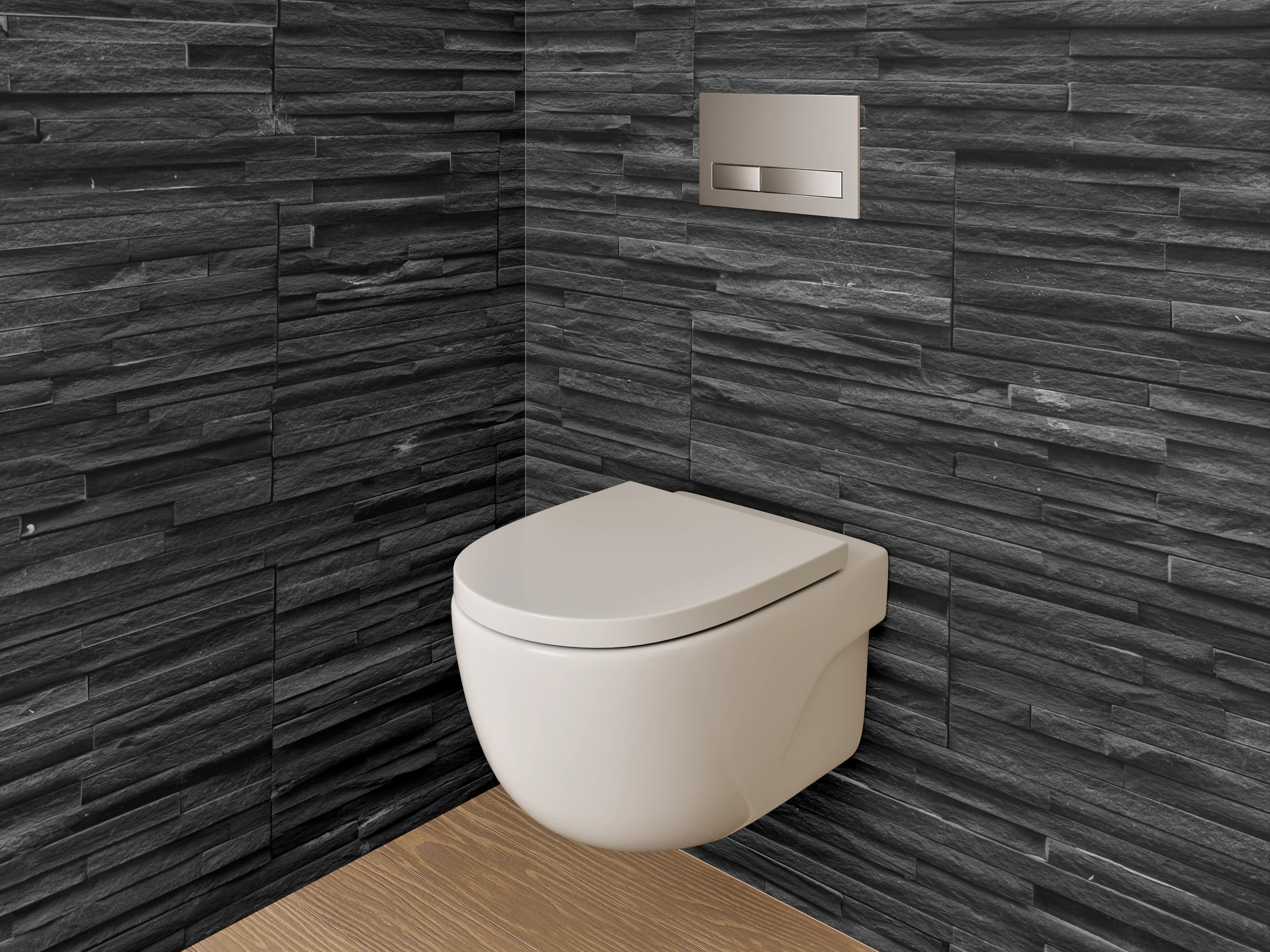 WC-Rückwand - Elegante schwarze Schieferstruktur