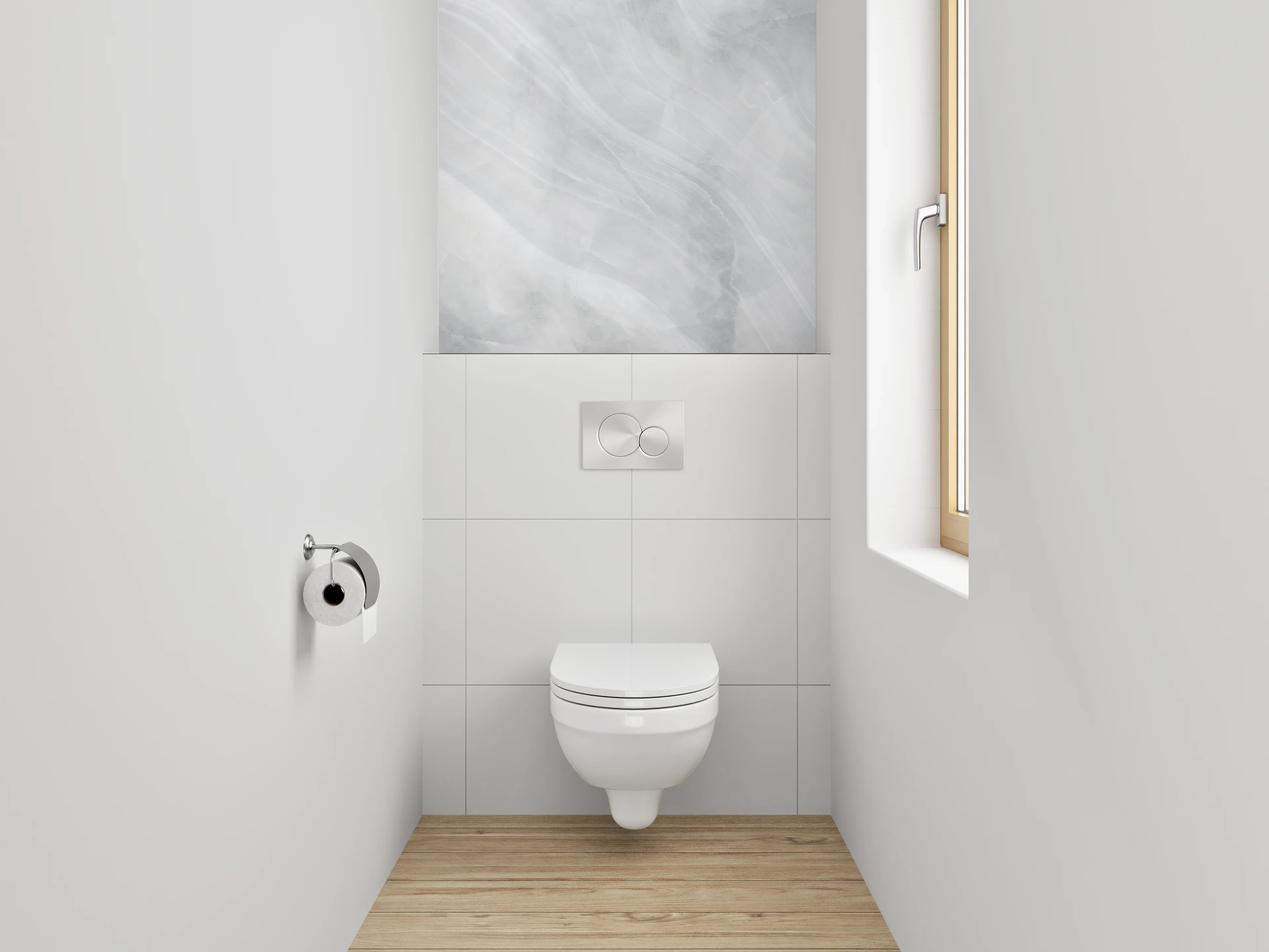 WC-Rückwand - Elegante weiße Marmoroptik für Ihr Bad