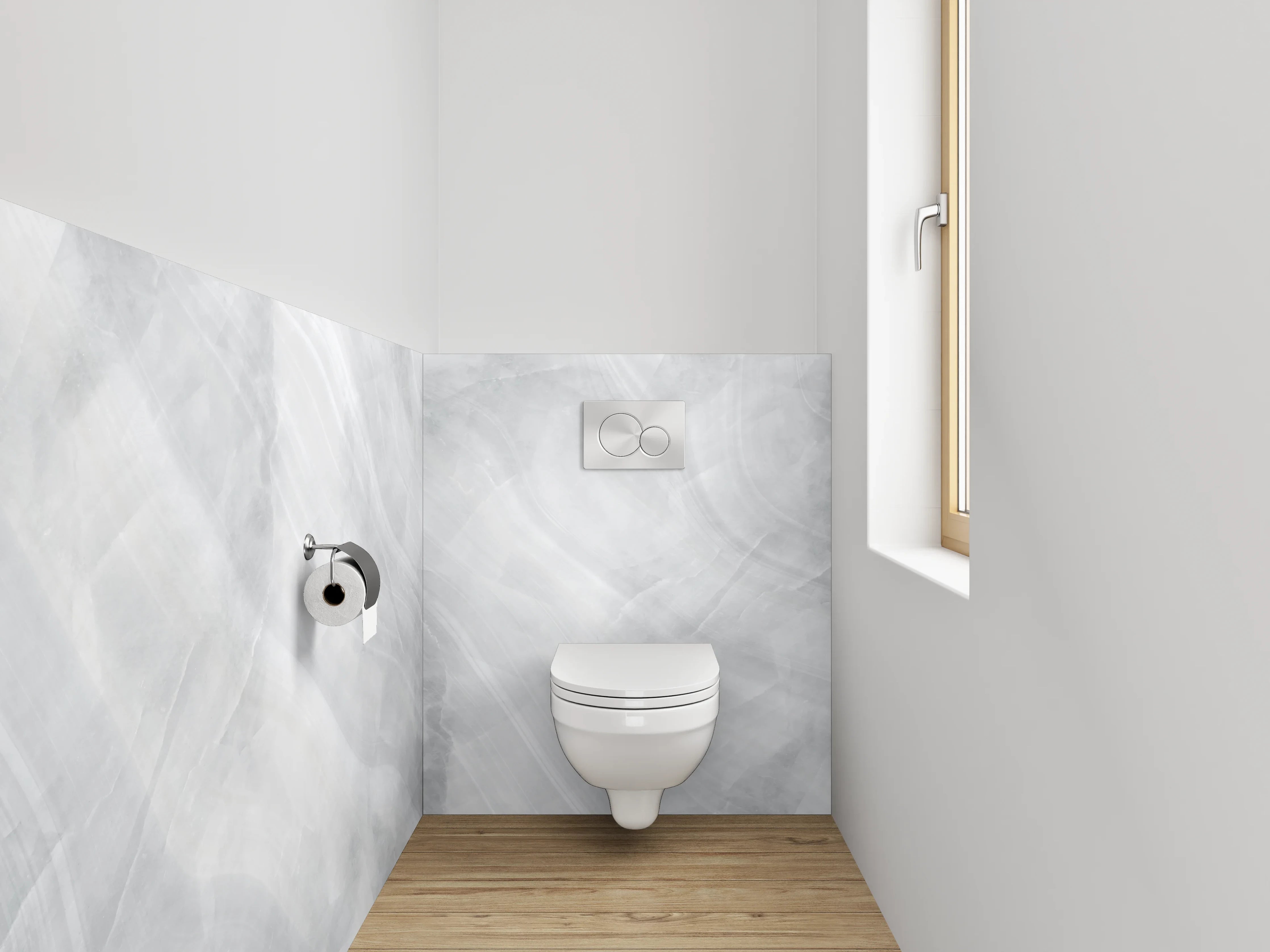 WC-Rückwand - Elegante weiße Marmoroptik für Ihr Bad